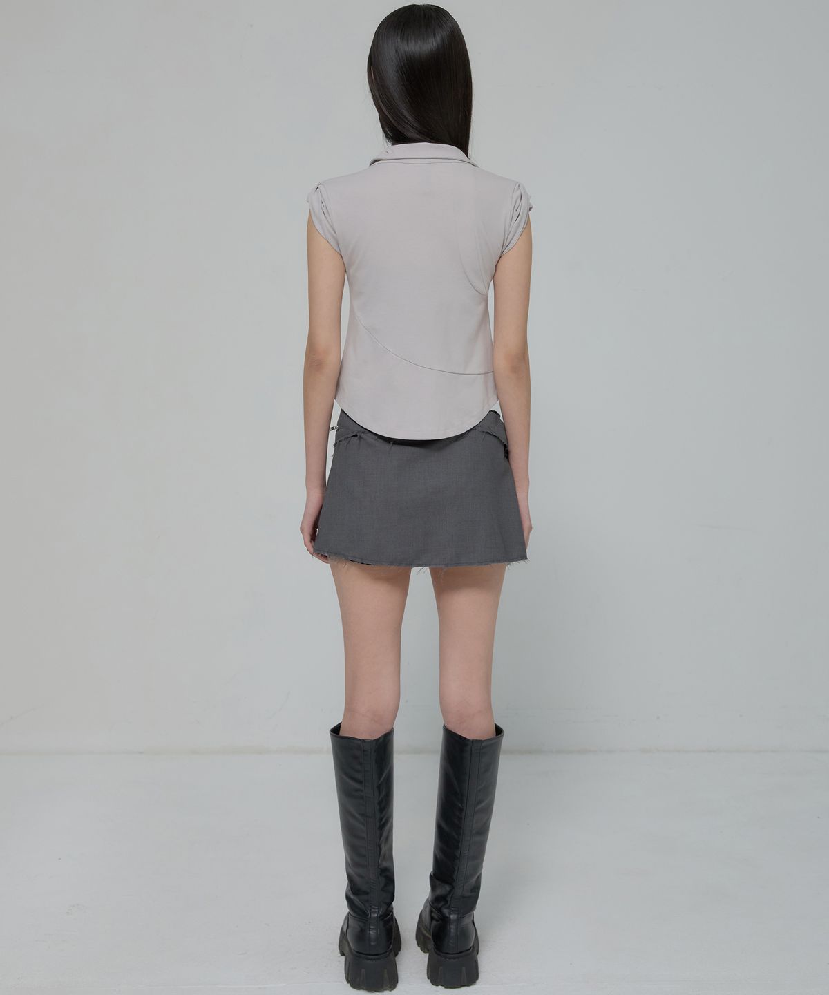 플레어업(FLAREUP) Paneled Half Shirts (FL-123_Gray)