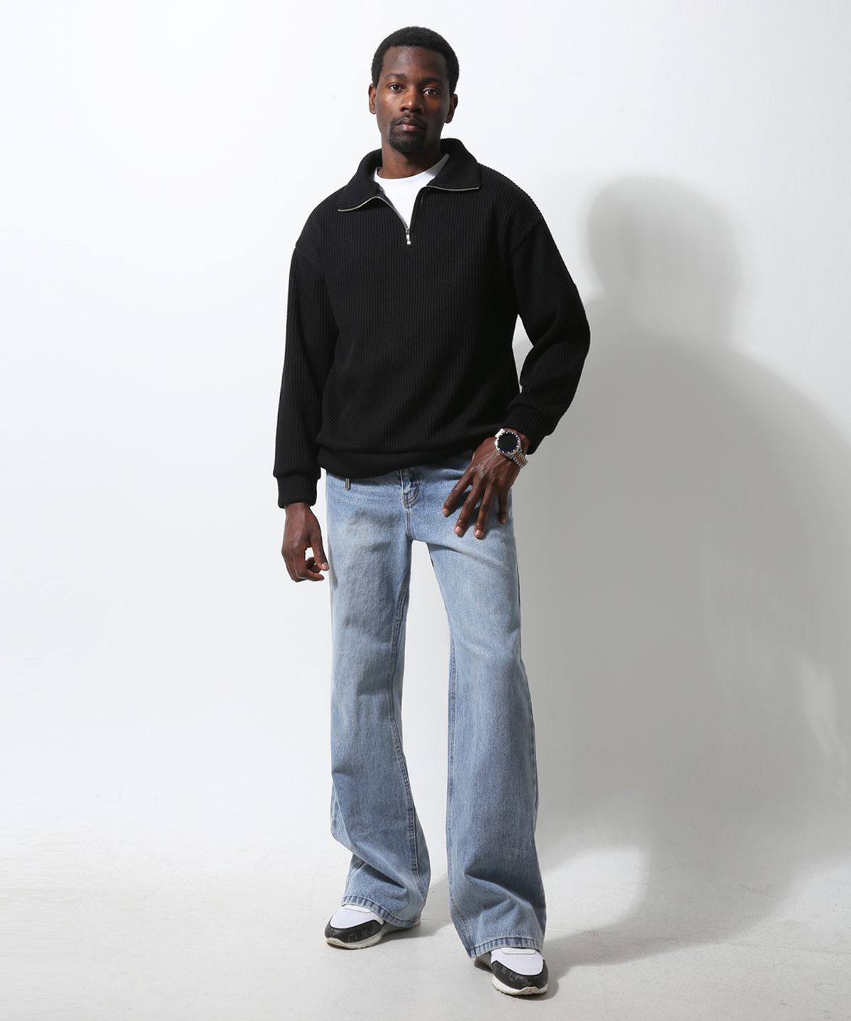 스트라이크(STRIKE) Light Blue Wash Long Flare Denim