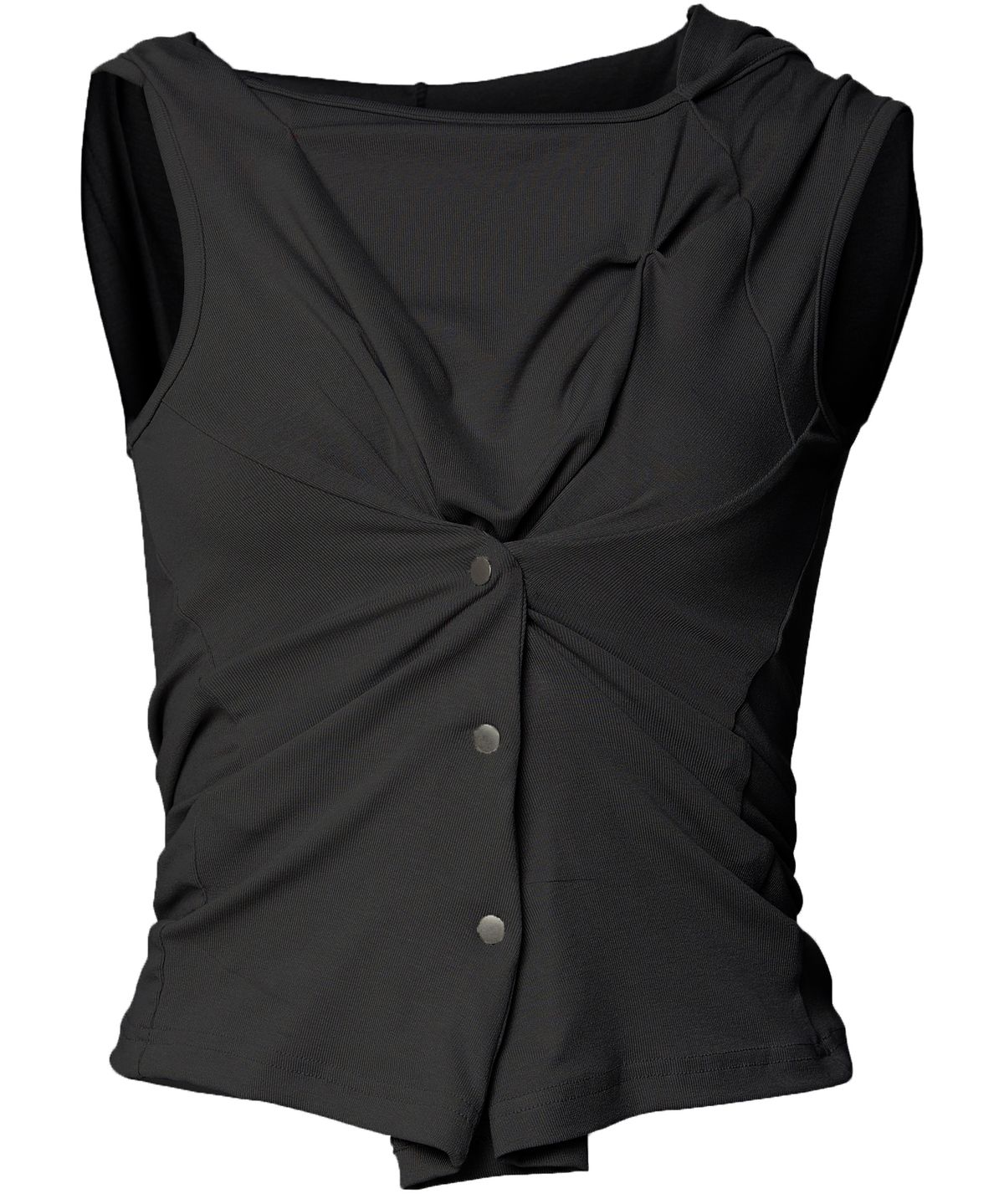 플레어업(FLAREUP) Asymmetric Snap Hoodie (FL-133_Black)