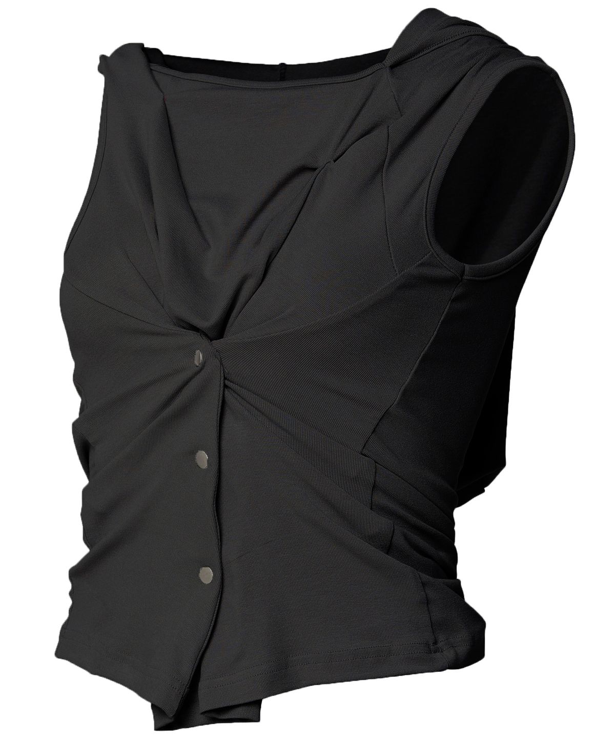 플레어업(FLAREUP) Asymmetric Snap Hoodie (FL-133_Black)