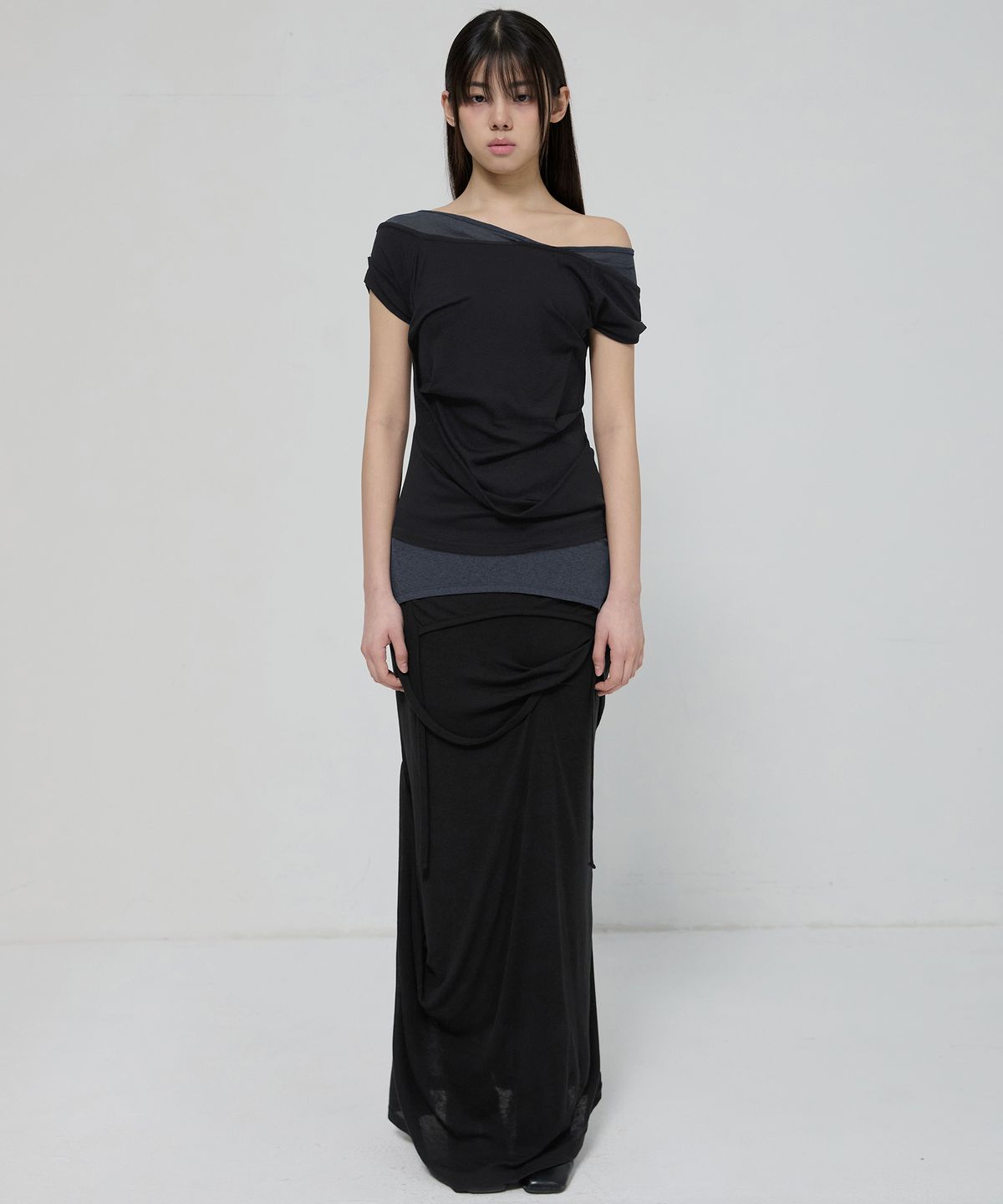 플레어업(FLAREUP) 2-Layered Top (FL-141_Black&Charcoal)