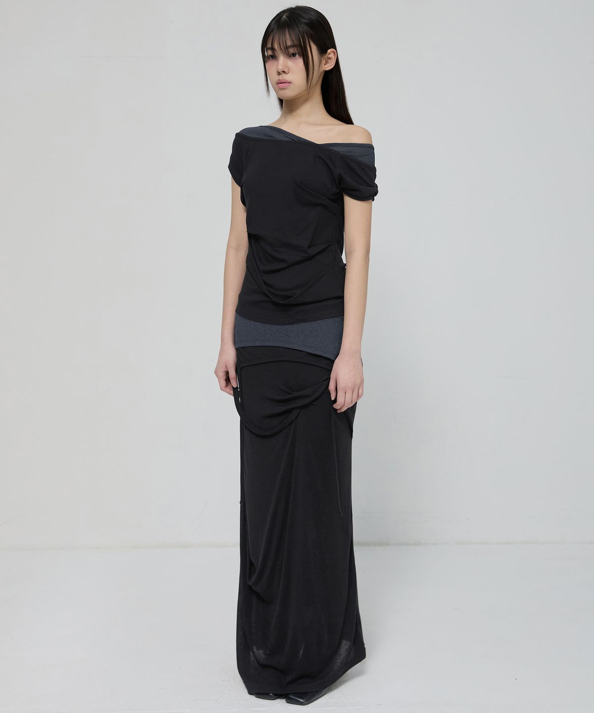 플레어업(FLAREUP) 2-Layered Top (FL-141_Black&Charcoal)