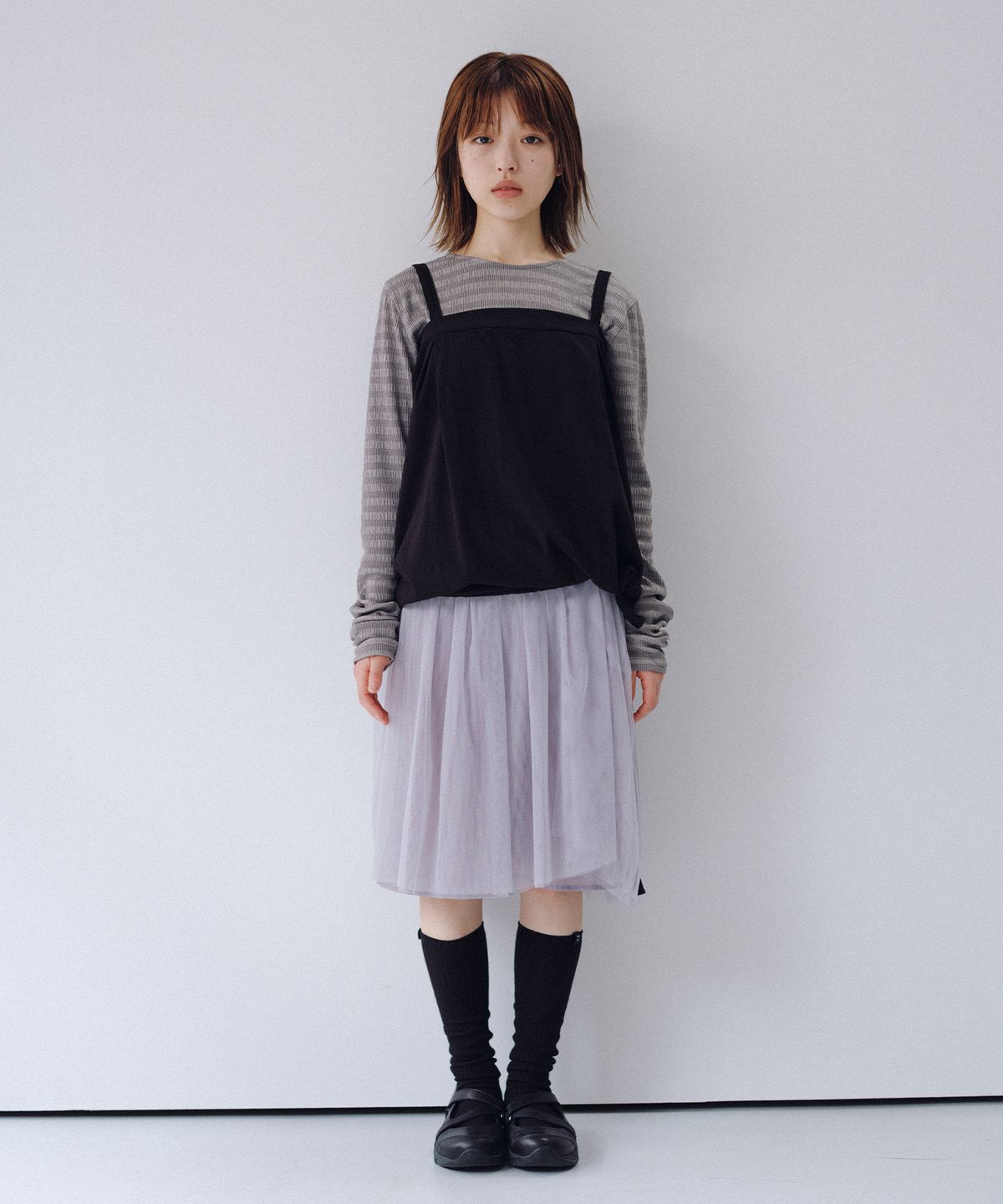 오헤시오(OHESHIO) BASIC RIBBED SOCKS, BLACK