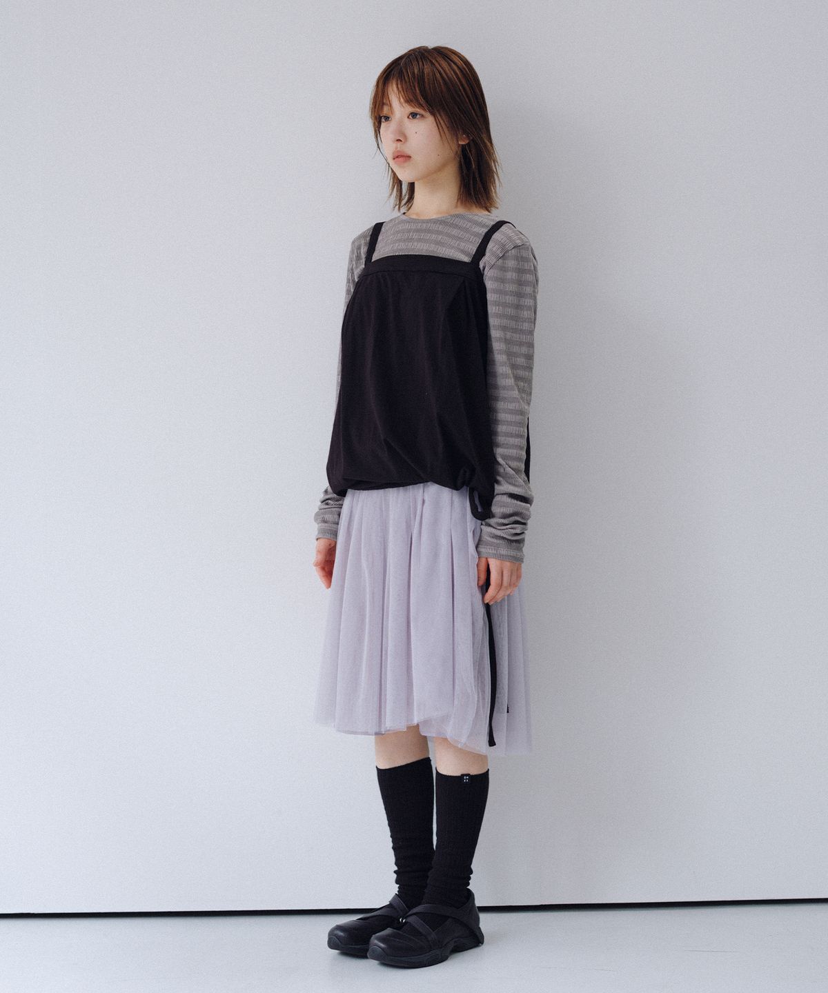 오헤시오(OHESHIO) BASIC RIBBED SOCKS, BLACK