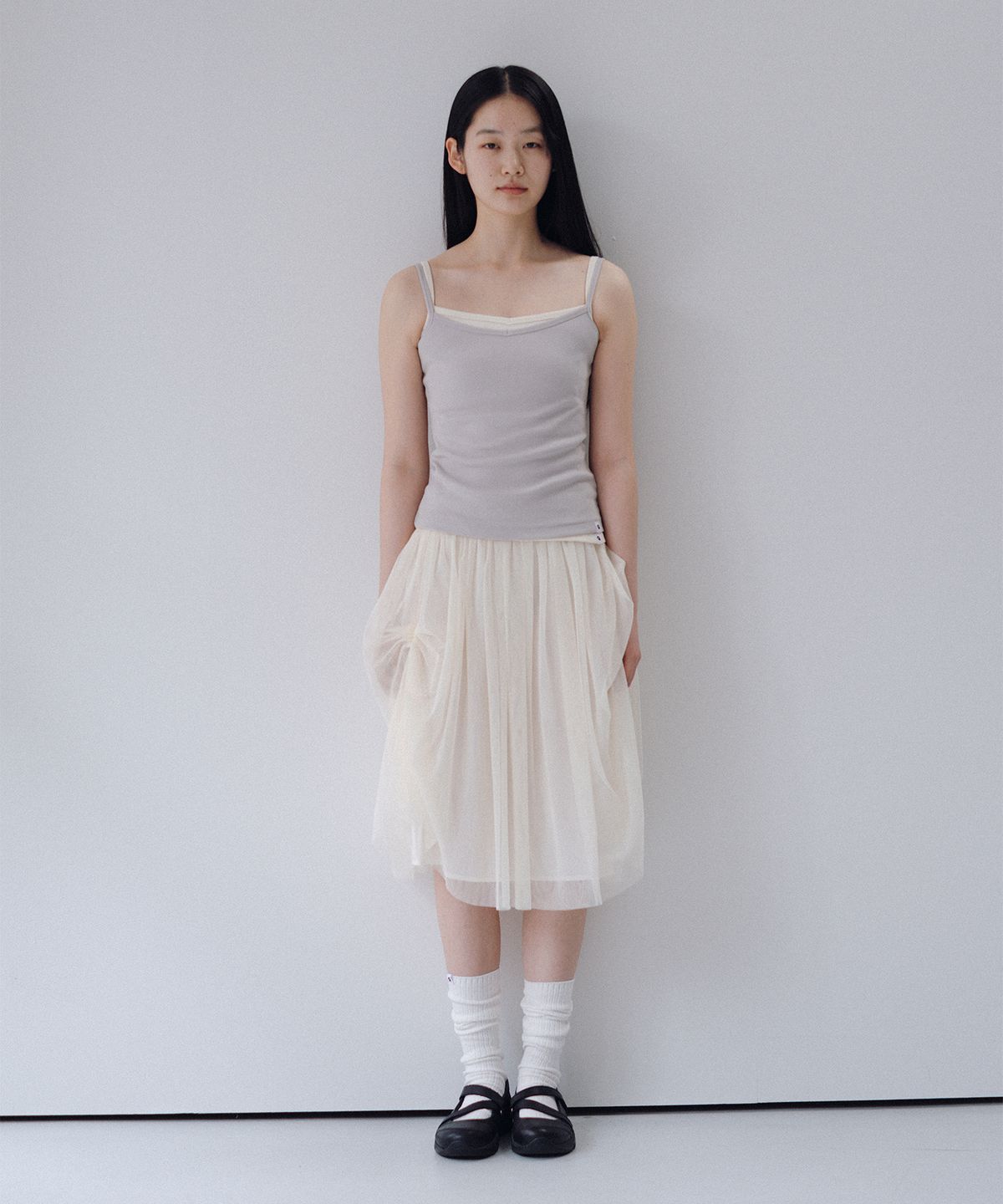 오헤시오(OHESHIO) BASIC RIBBED SOCKS, WHITE