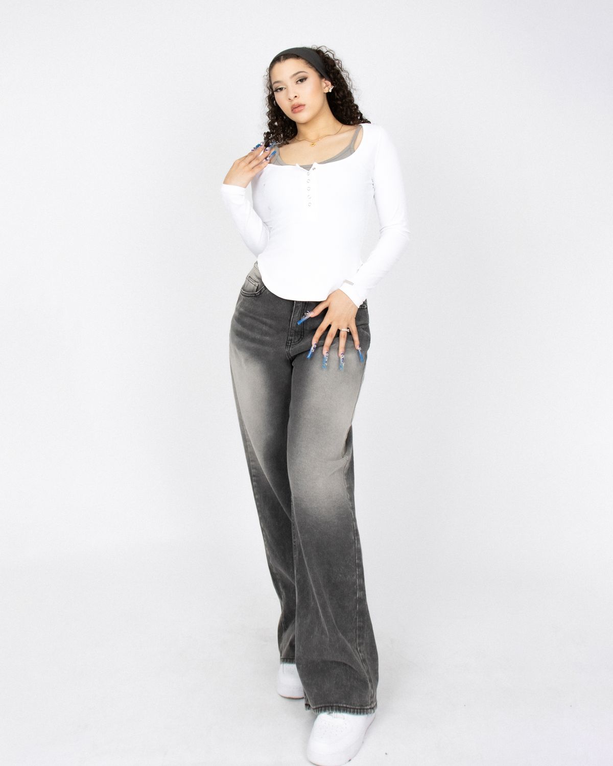 쿨시스(COOLSIS) CS GREY SNOW WIDE JEANS-023