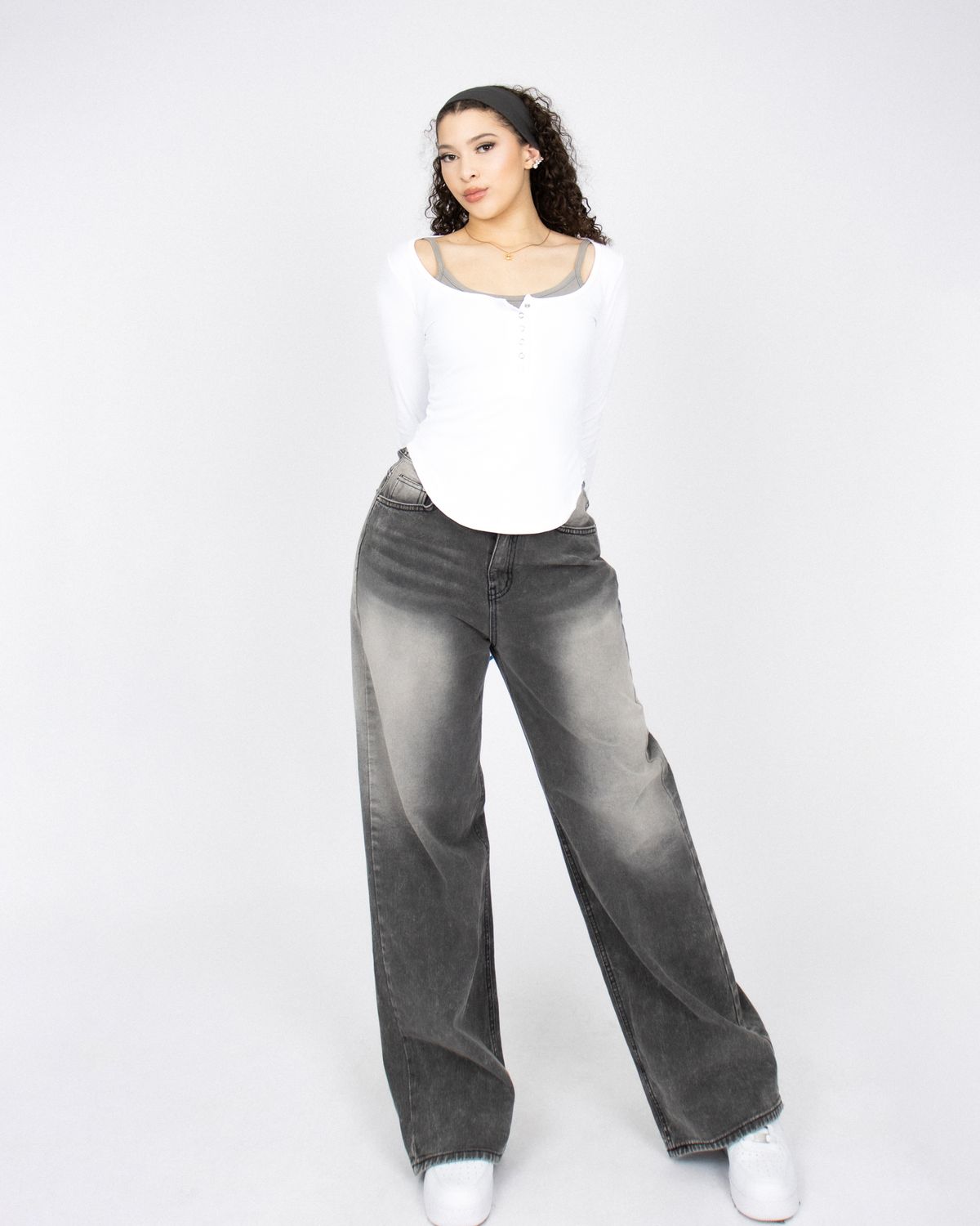 쿨시스(COOLSIS) CS GREY SNOW WIDE JEANS-023