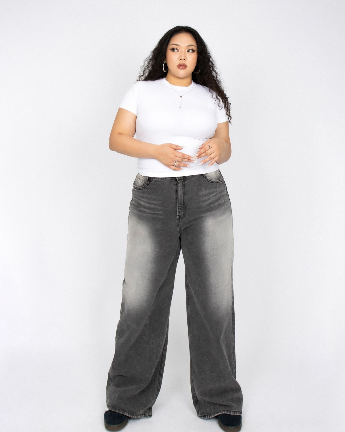 쿨시스(COOLSIS) CS GREY SNOW WIDE JEANS-023