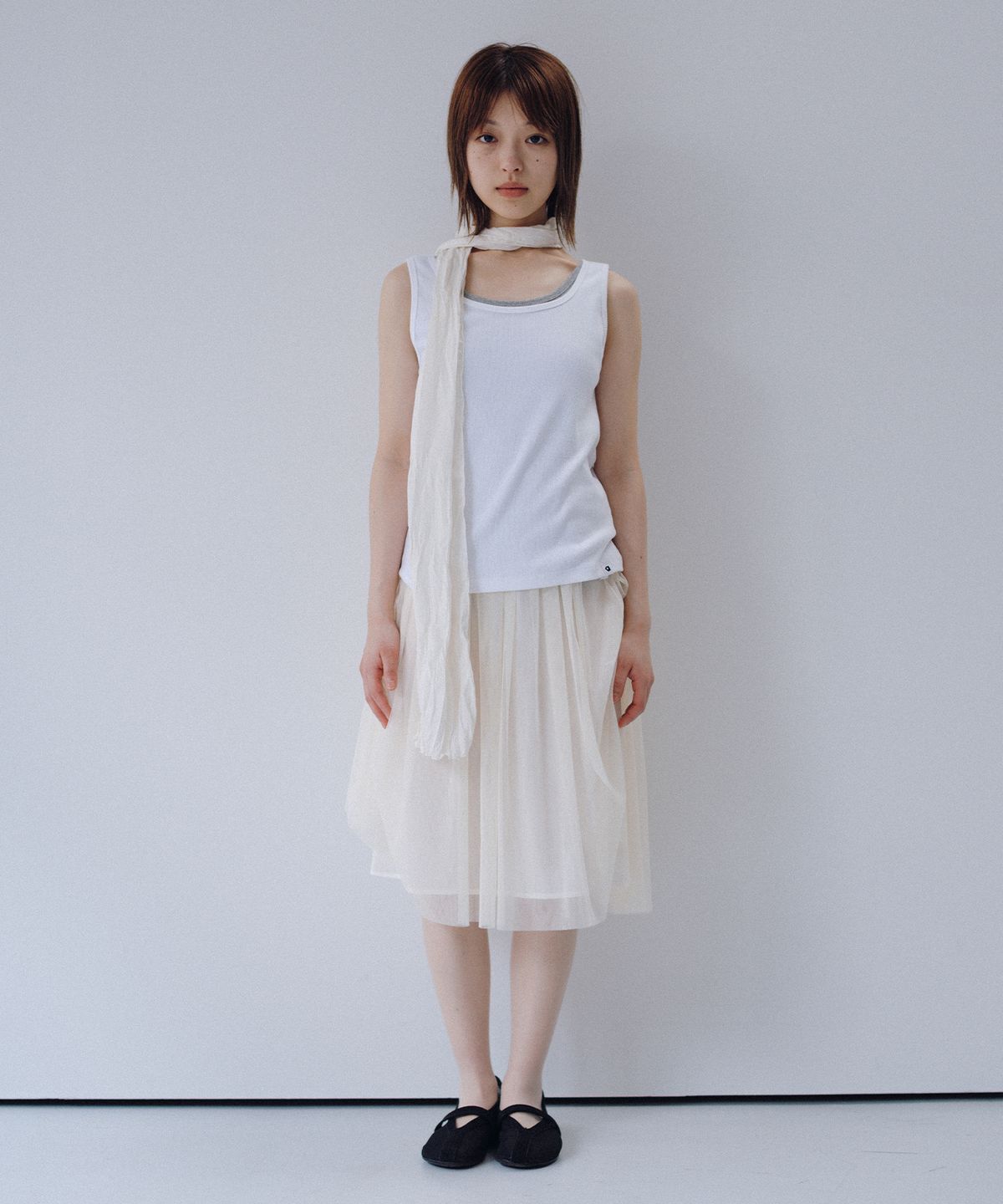 오헤시오(OHESHIO) SOFT WRINKLE SCARF, IVORY