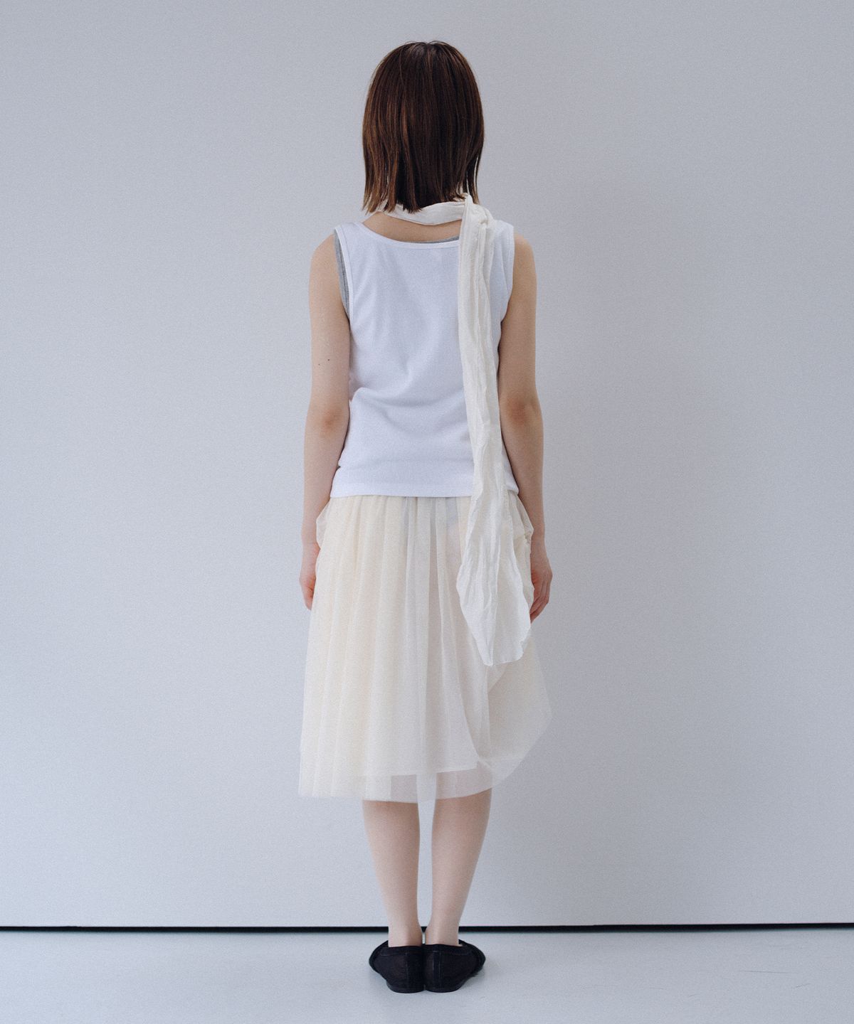 오헤시오(OHESHIO) SOFT WRINKLE SCARF, IVORY