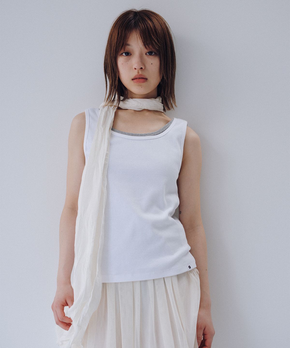 오헤시오(OHESHIO) SOFT WRINKLE SCARF, IVORY