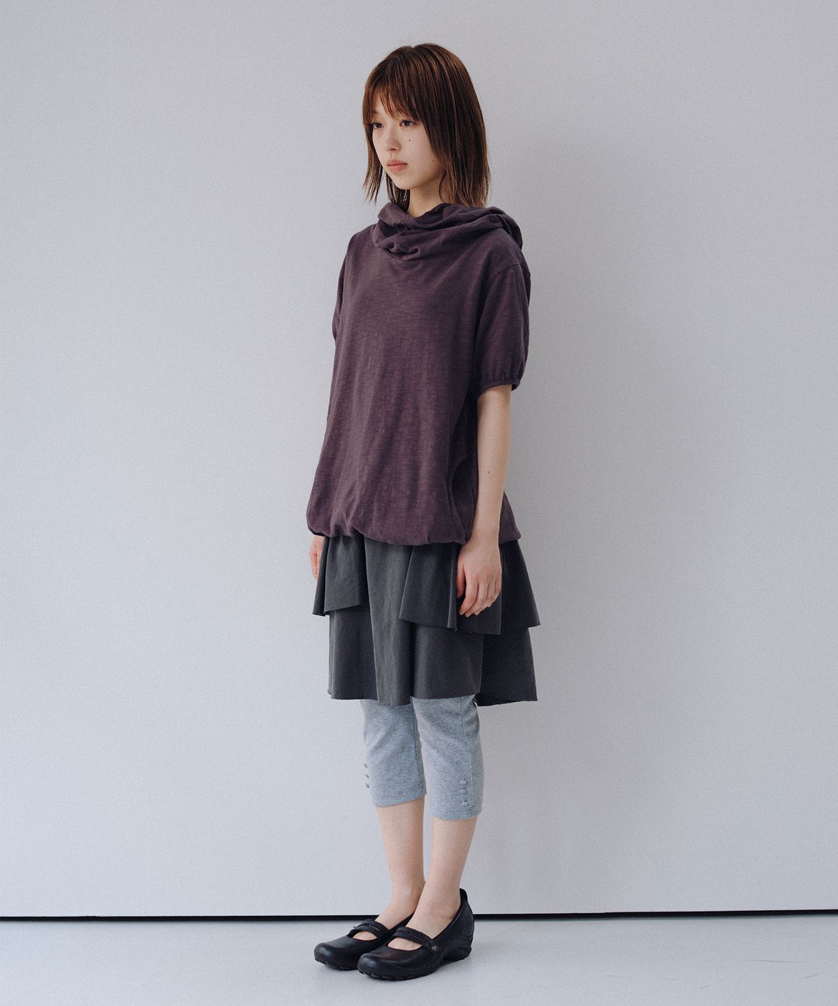 오헤시오(OHESHIO) SLIM BUTTON POINT LEGGINGS, MELANGE
