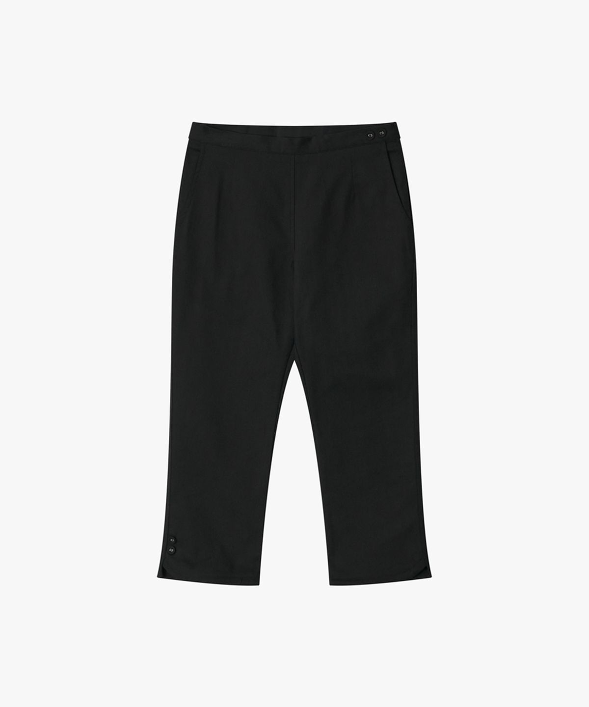 오헤시오(OHESHIO) SLIM TWO-BUTTON CAPRI PANTS, BLACK