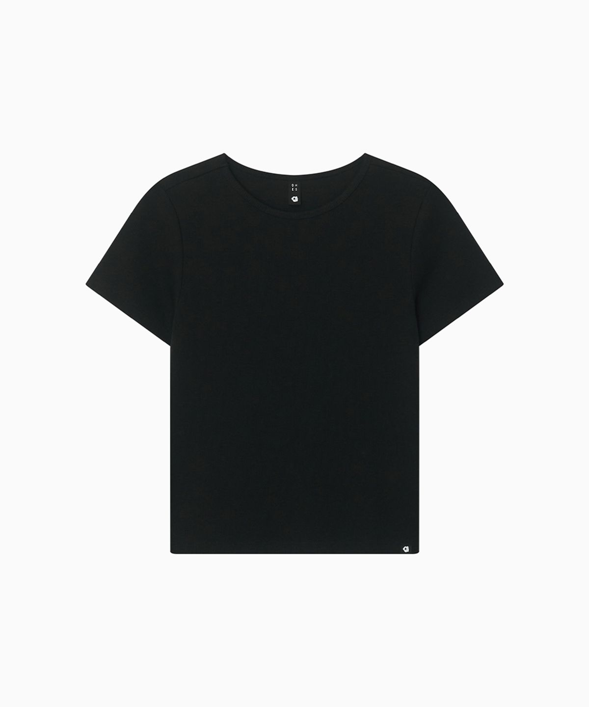 오헤시오(OHESHIO) BASIC SLIM RIBBED T-SHIRT, BLACK