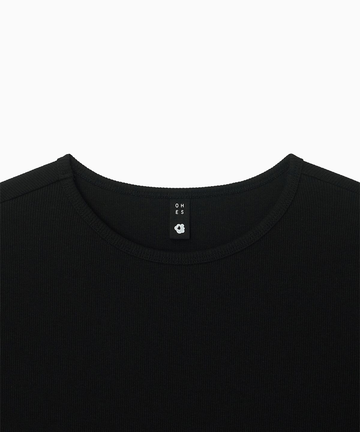 오헤시오(OHESHIO) BASIC SLIM RIBBED T-SHIRT, BLACK
