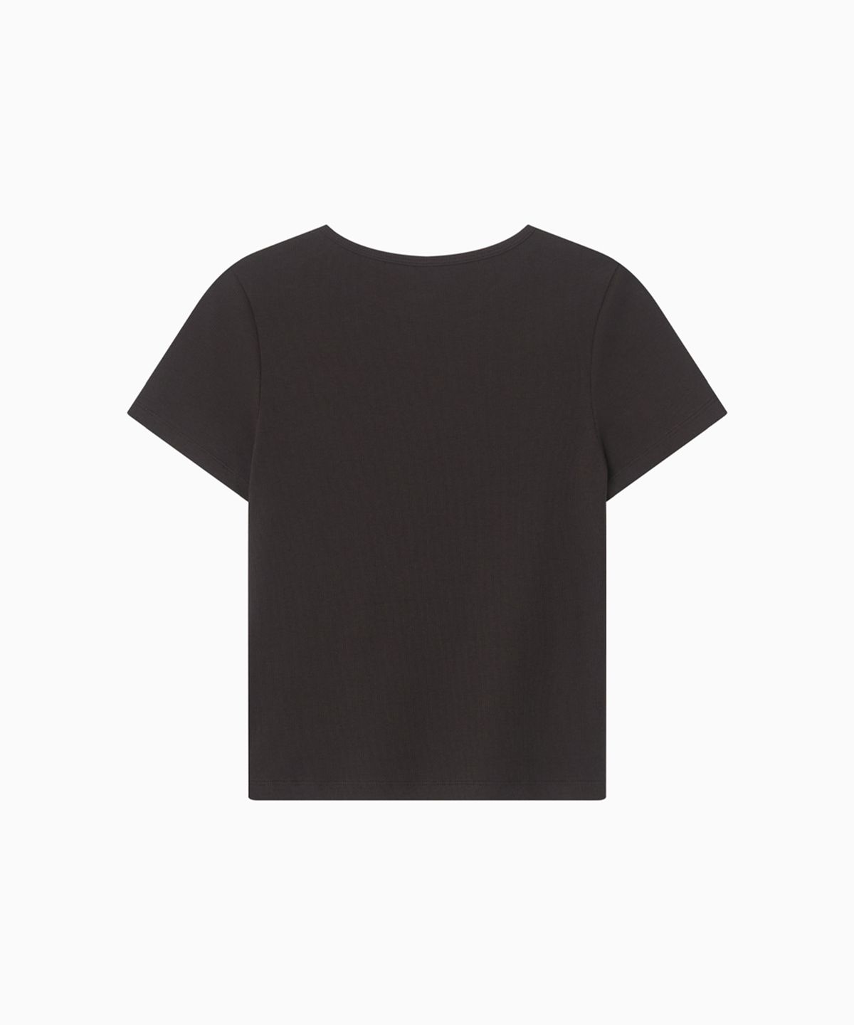 오헤시오(OHESHIO) BASIC SLIM RIBBED T-SHIRT, BROWN