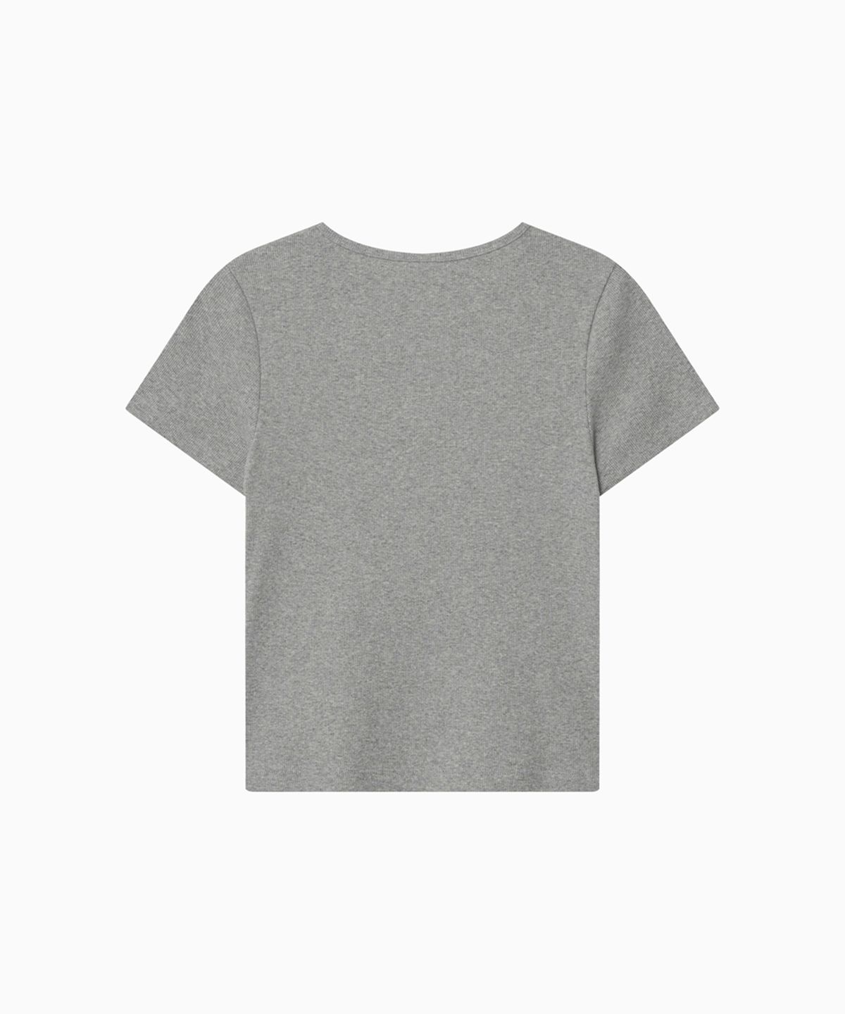 오헤시오(OHESHIO) BASIC SLIM RIBBED T-SHIRT, MELANGE GRAY