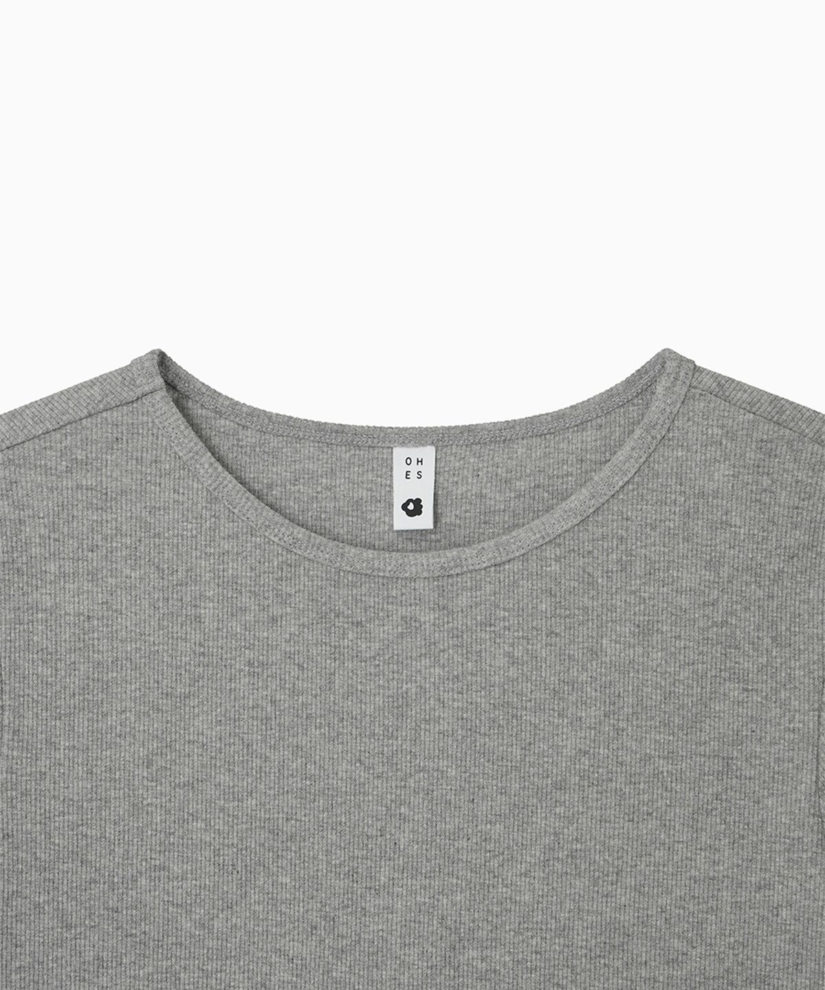 오헤시오(OHESHIO) BASIC SLIM RIBBED T-SHIRT, MELANGE GRAY