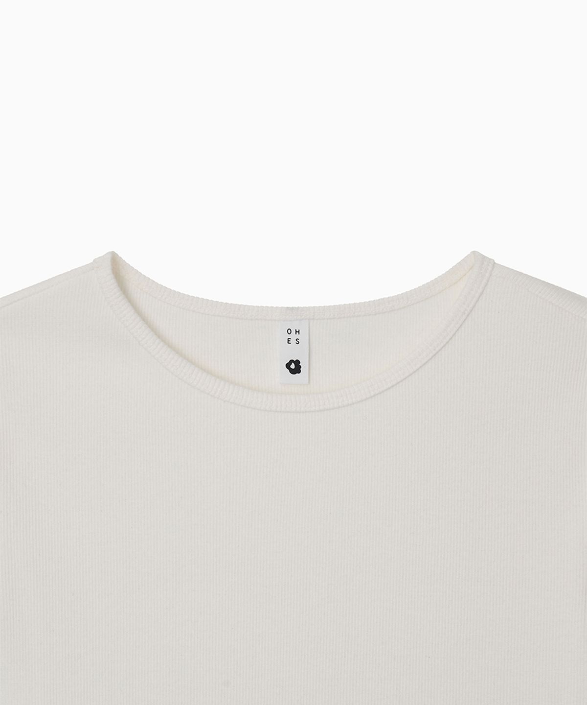 오헤시오(OHESHIO) BASIC SLIM RIBBED T-SHIRT, WHITE