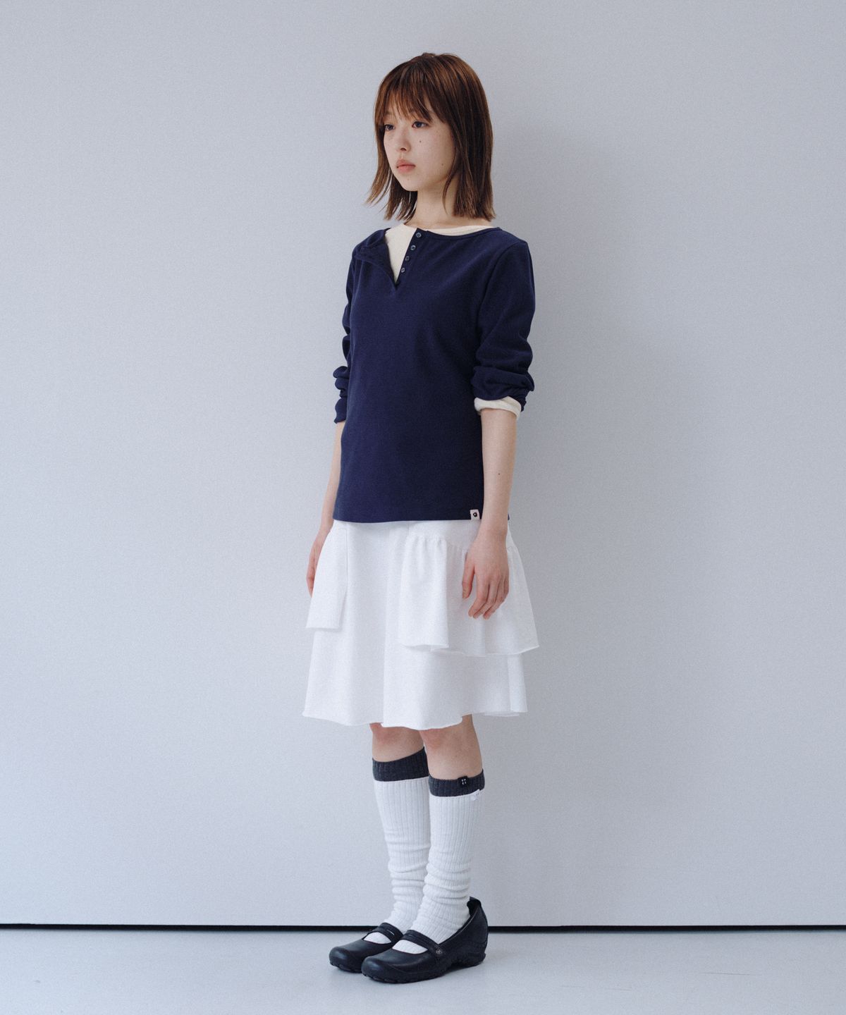 오헤시오(OHESHIO) BASIC 3/4 SLEEVE T-SHIRT, BUTTER