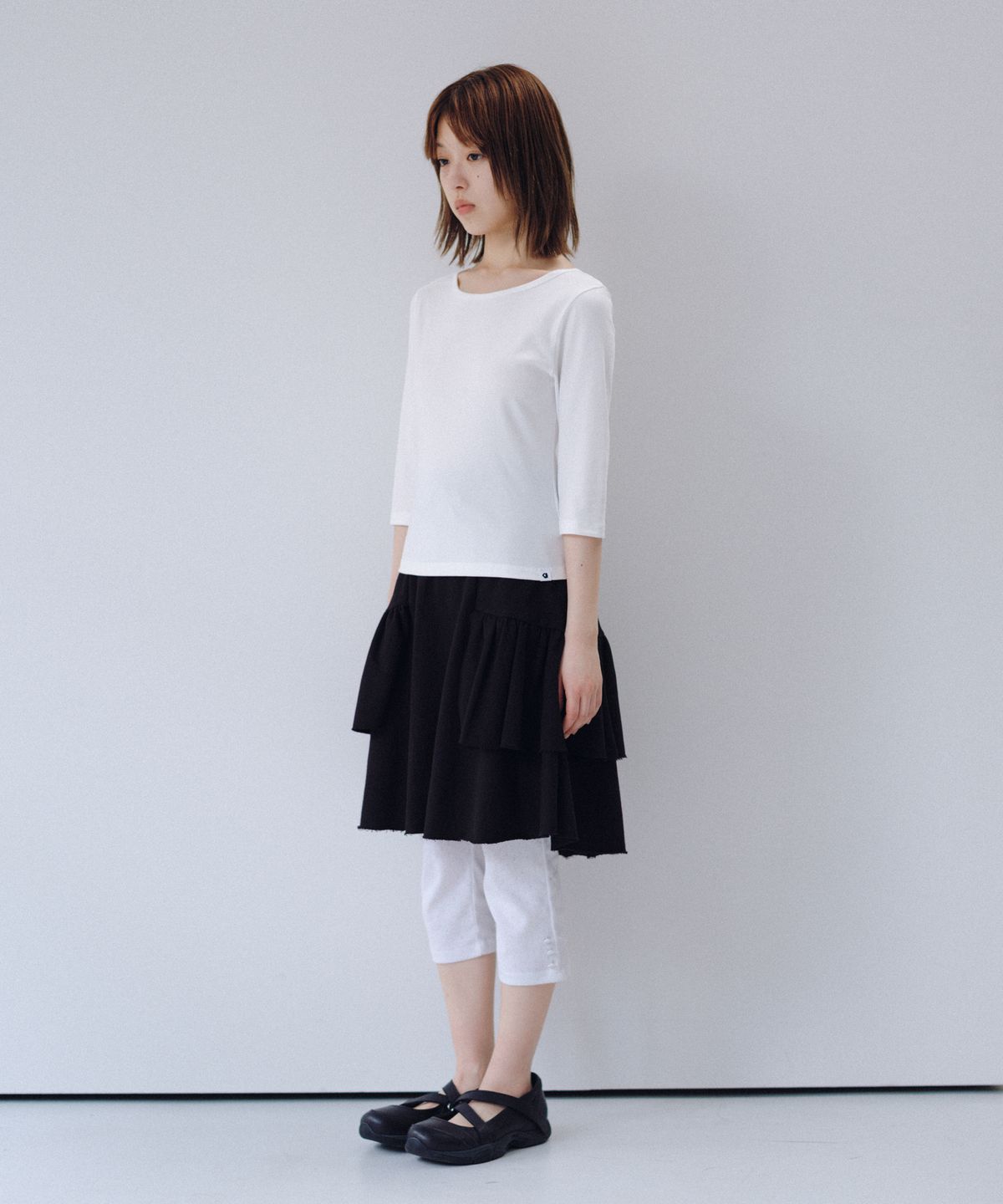 오헤시오(OHESHIO) BASIC 3/4 SLEEVE T-SHIRT, WHITE