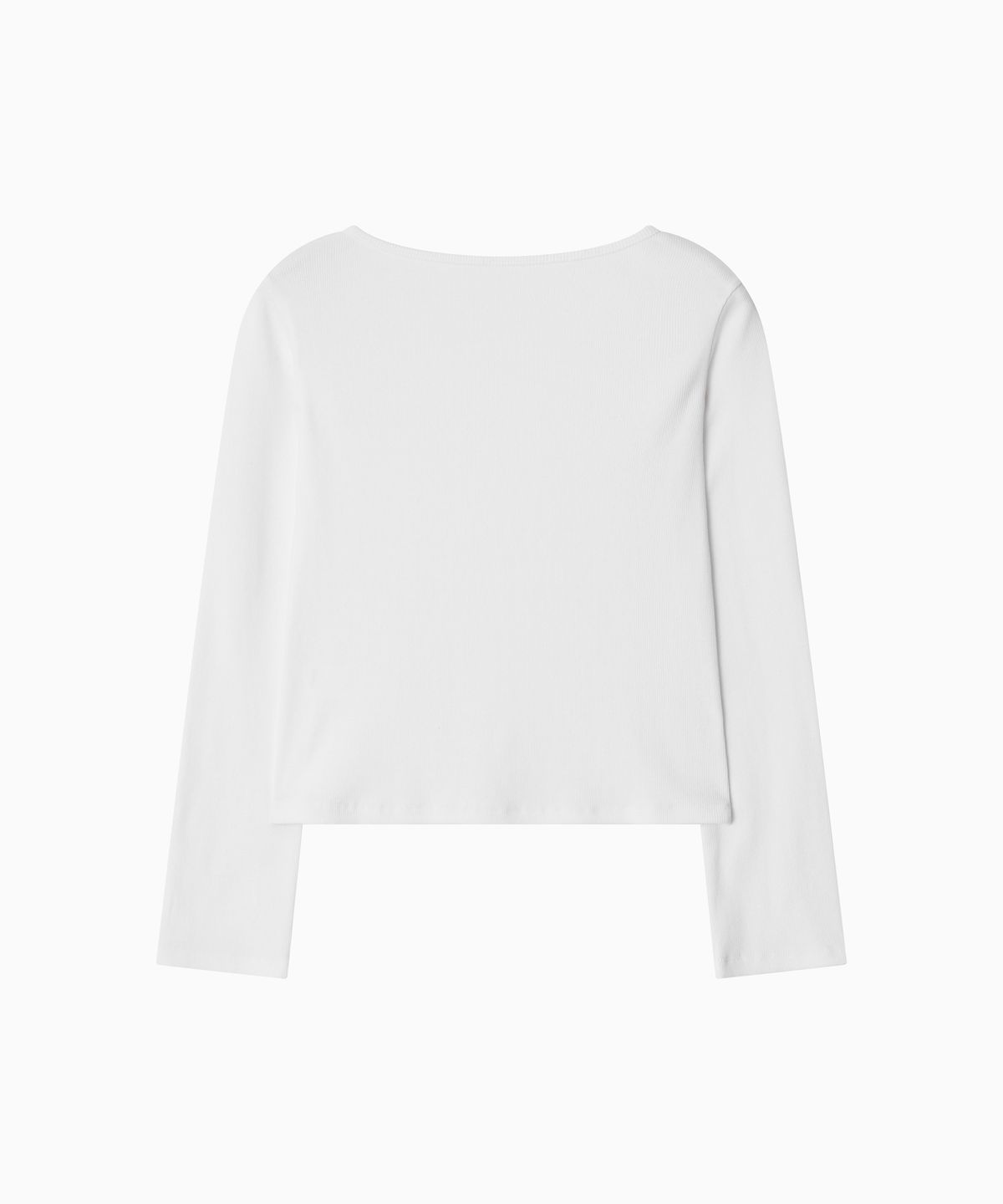 오헤시오(OHESHIO) BASIC RIBBED V-NECK LONG SLEEVE, WHITE