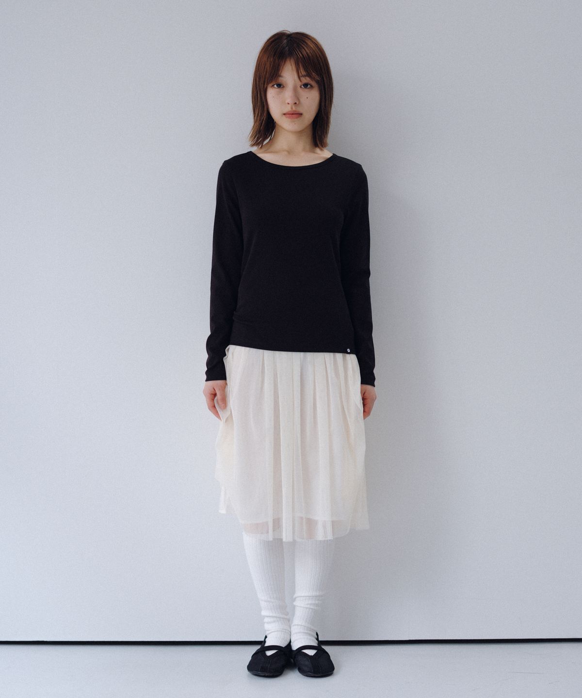 오헤시오(OHESHIO) BASIC SLIM LONG SLEEVE, CHARCOAL