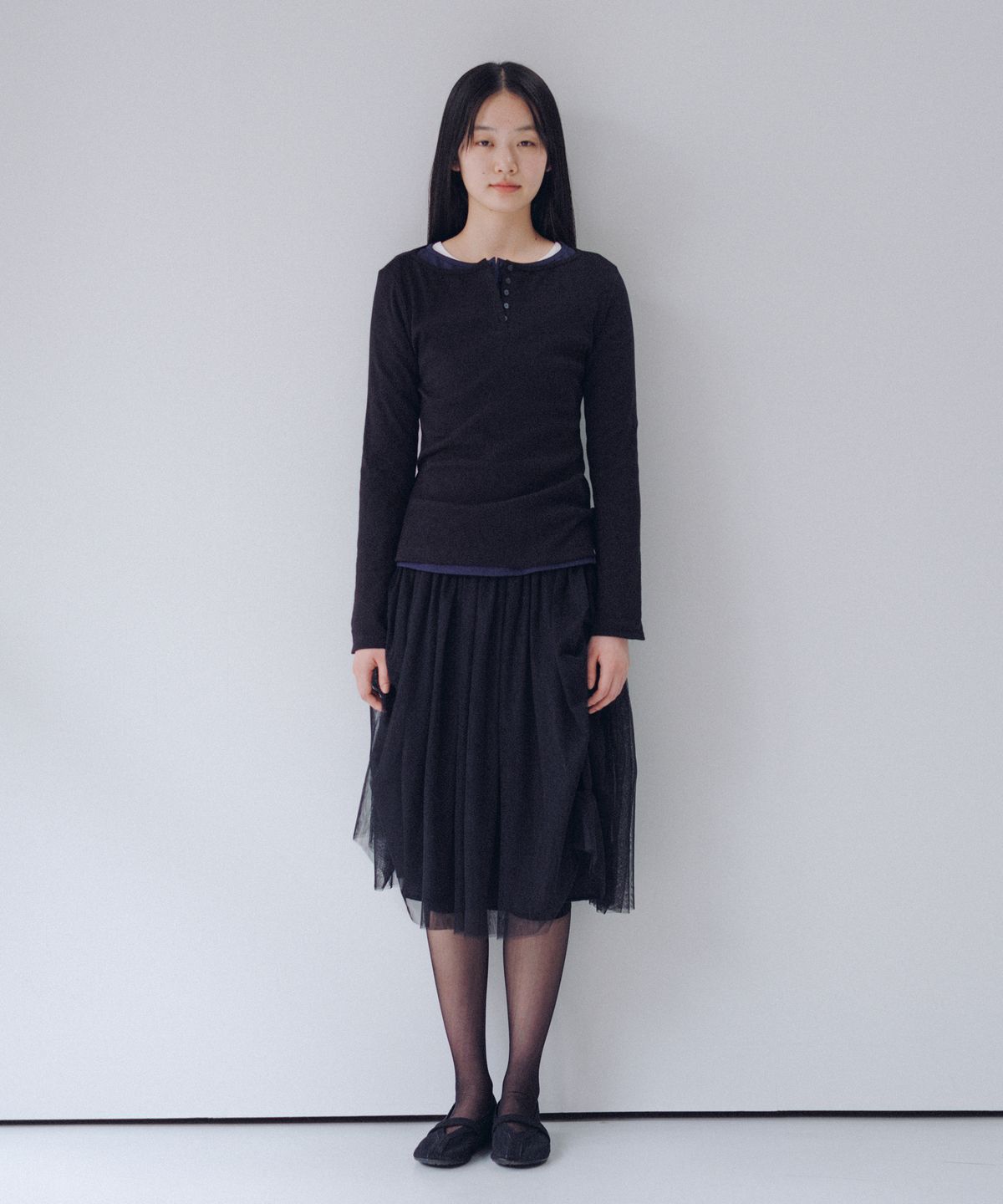 오헤시오(OHESHIO) BASIC SLIM LONG SLEEVE, WHITE