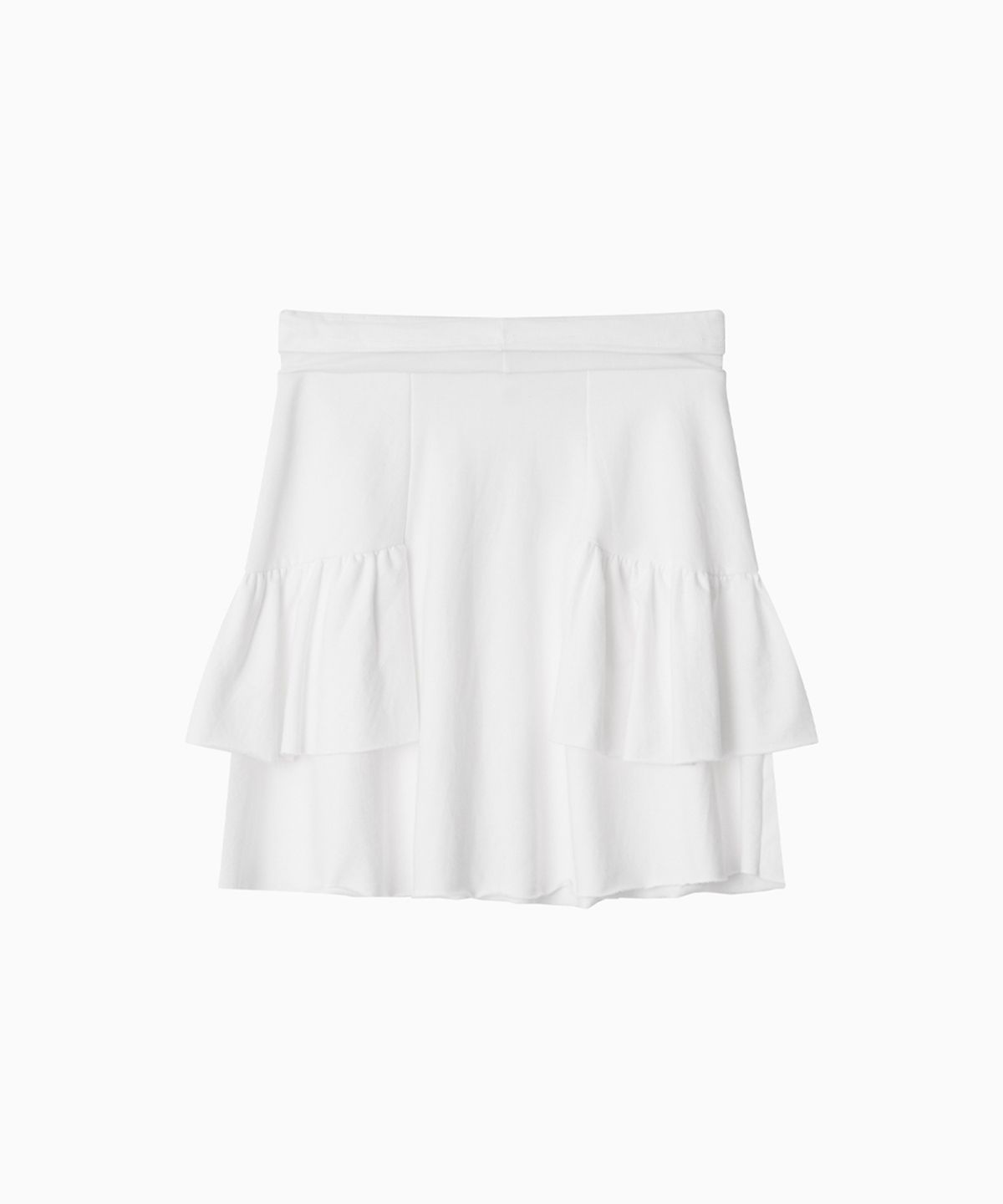 오헤시오(OHESHIO) SHIRRING MIDI BANDING SKIRT, WHITE