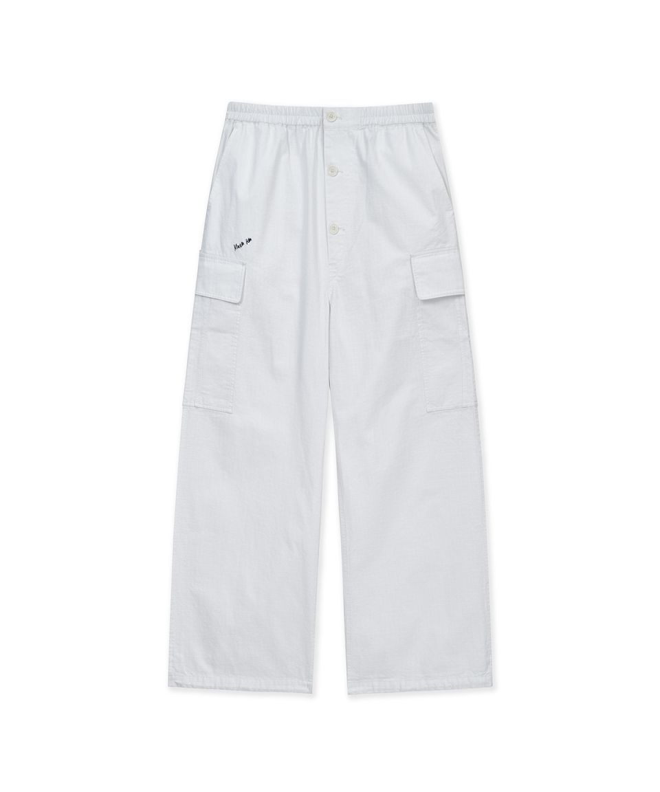 MUSINSA公式 | MATIN KIM DRAWSTRING HEM CARGO PANTS IN IVORY