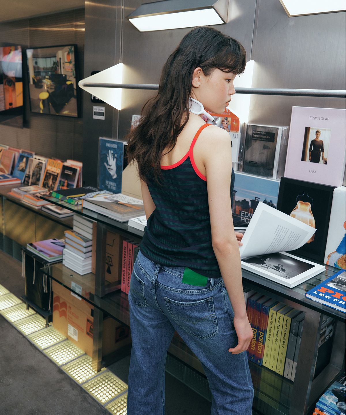 그린버터(GREENBUTTER) Rustic Stripe Sleeveless (Navy)