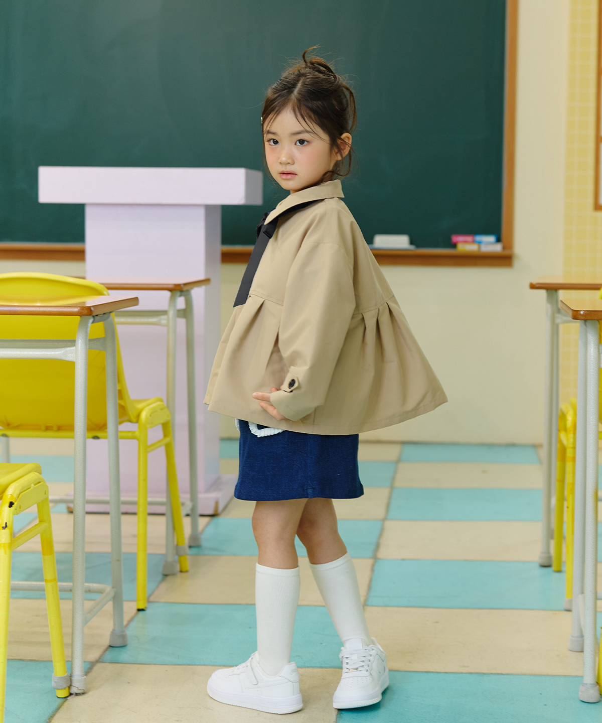 라메종드도도(LA MAISON DE DODO) Bella Half Coat Windbreaker ( Beige )_여아아우터 봄아동복