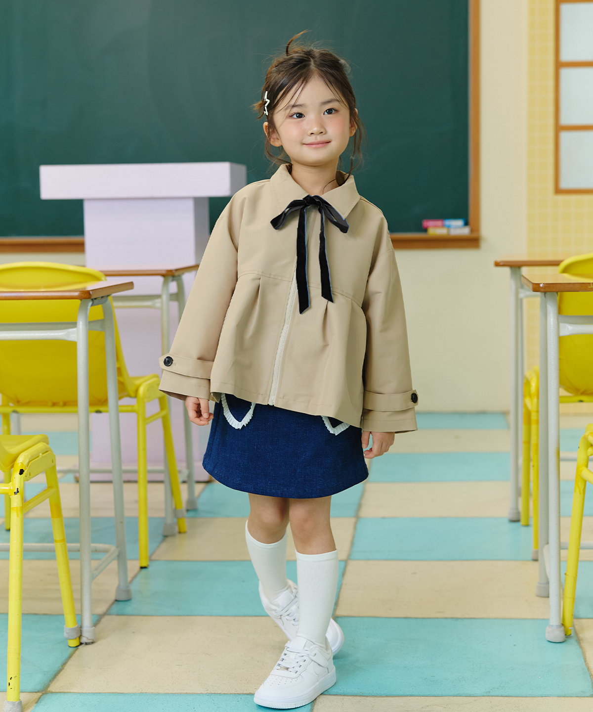 라메종드도도(LA MAISON DE DODO) Bella Half Coat Windbreaker ( Beige )_여아아우터 봄아동복