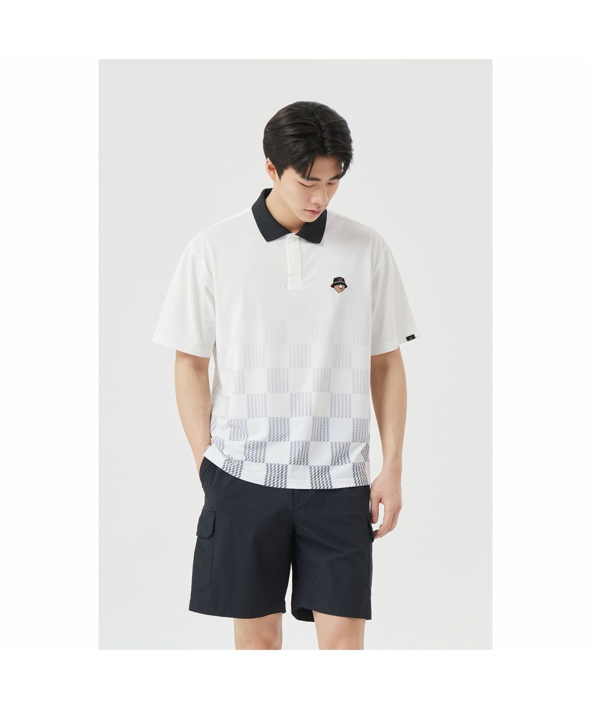 골든베어(GOLDEN BEAR) (M) Lightweight Printed Collar T-shirt G4TAM26341WHX