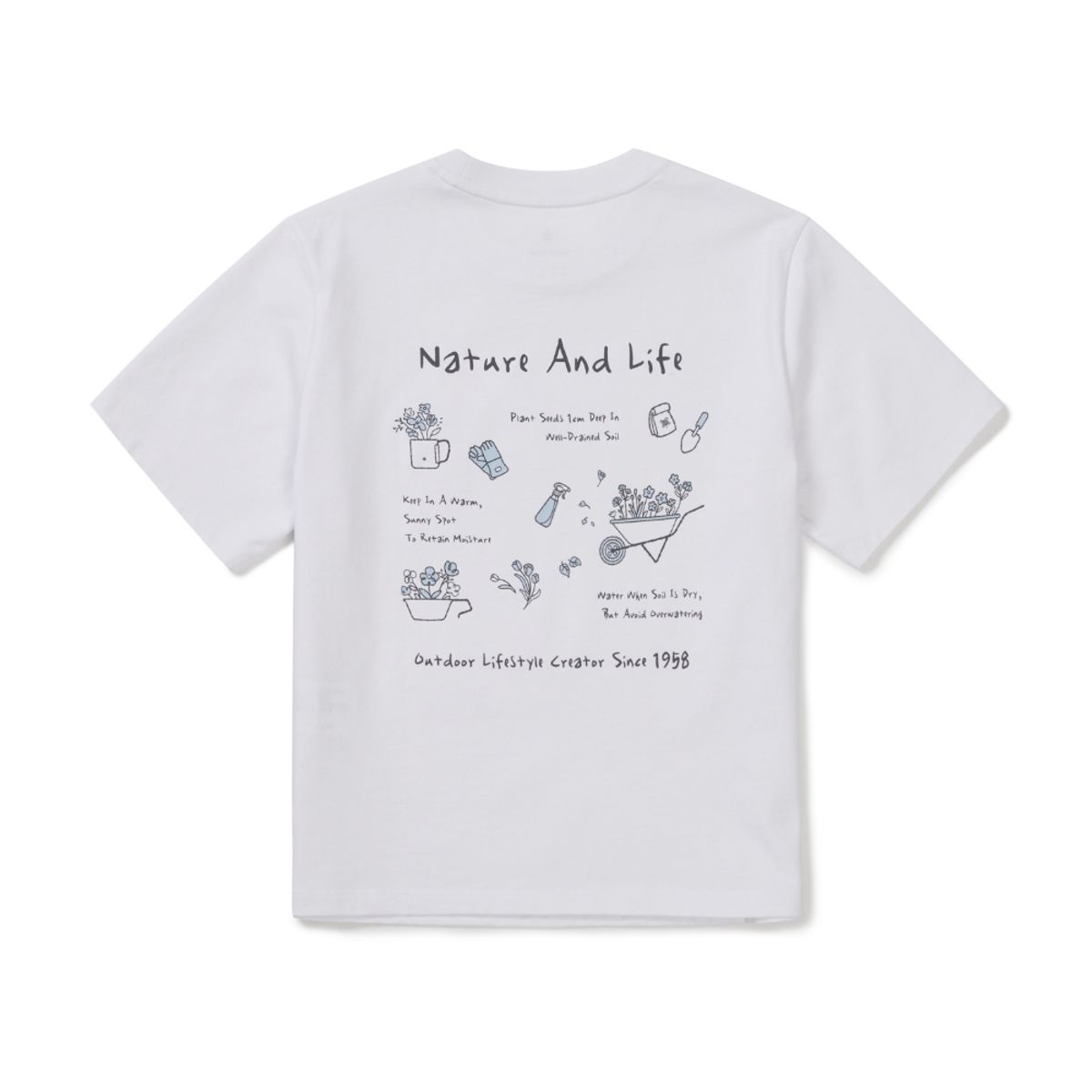 스노우피크 어패럴(SNOWPEAK APPAREL) 에어로쿨 여성 가드닝 그래픽 반팔 티셔츠 (S26MWFTS23) White