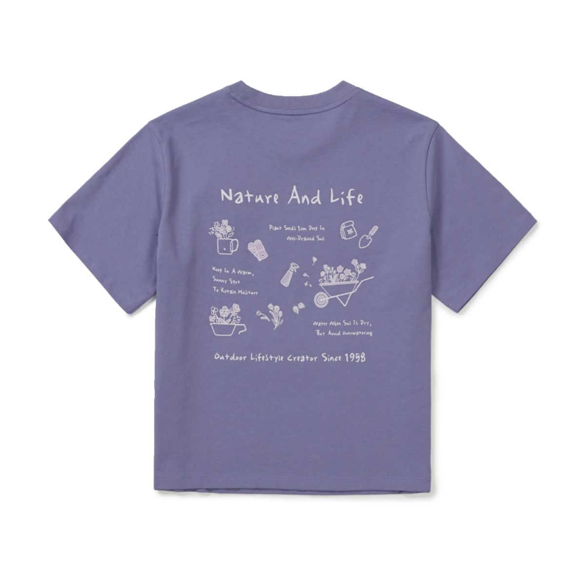 스노우피크 어패럴(SNOWPEAK APPAREL) 에어로쿨 여성 가드닝 그래픽 반팔 티셔츠 (S26MWFTS23) Ash Purple