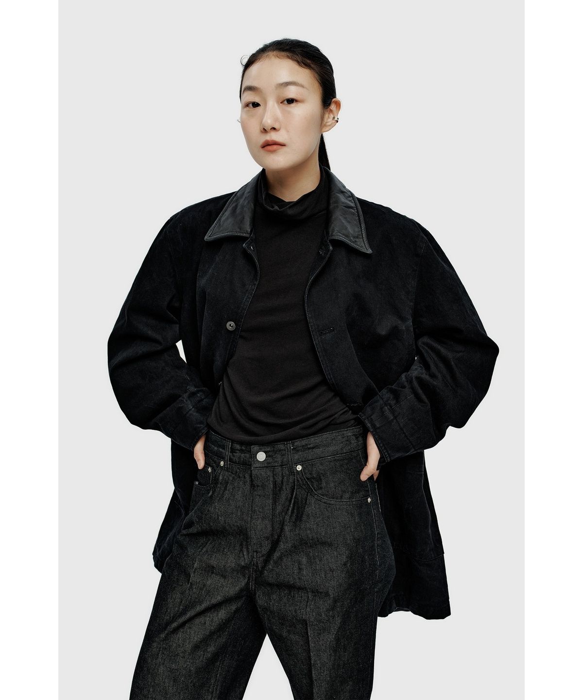 유스(YOUTH) Structured Denim Pants - Washed Black