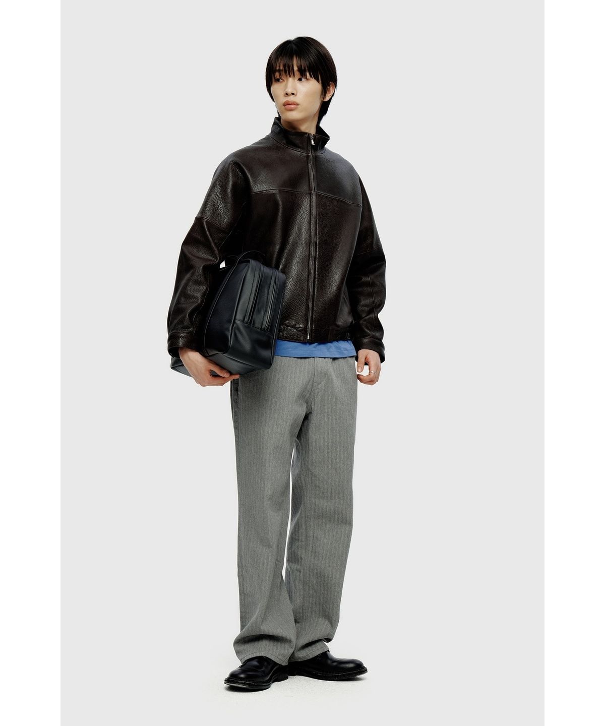 유스(YOUTH) Herringbone Straight Denim Pants - Grey