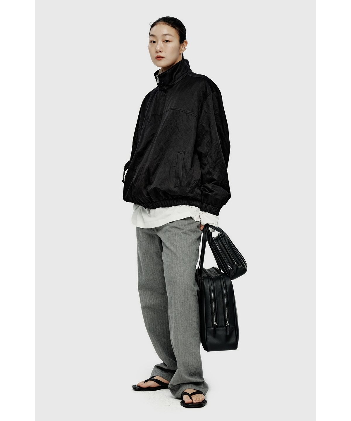 유스(YOUTH) Herringbone Straight Denim Pants - Grey