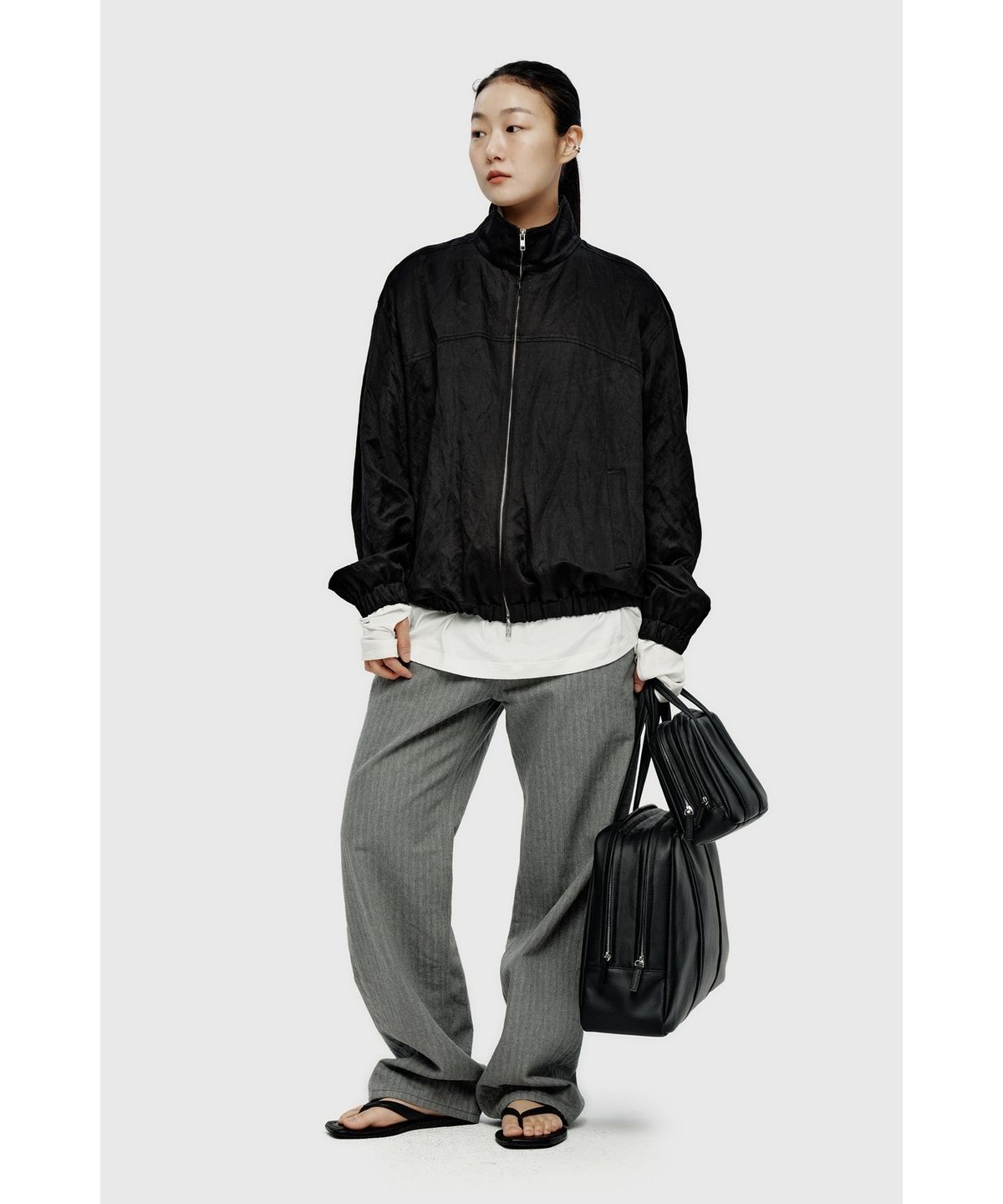 유스(YOUTH) Herringbone Straight Denim Pants - Grey