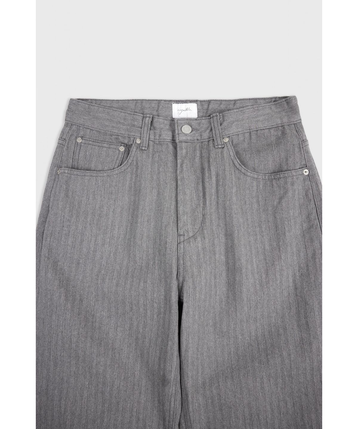 유스(YOUTH) Herringbone Straight Denim Pants - Grey