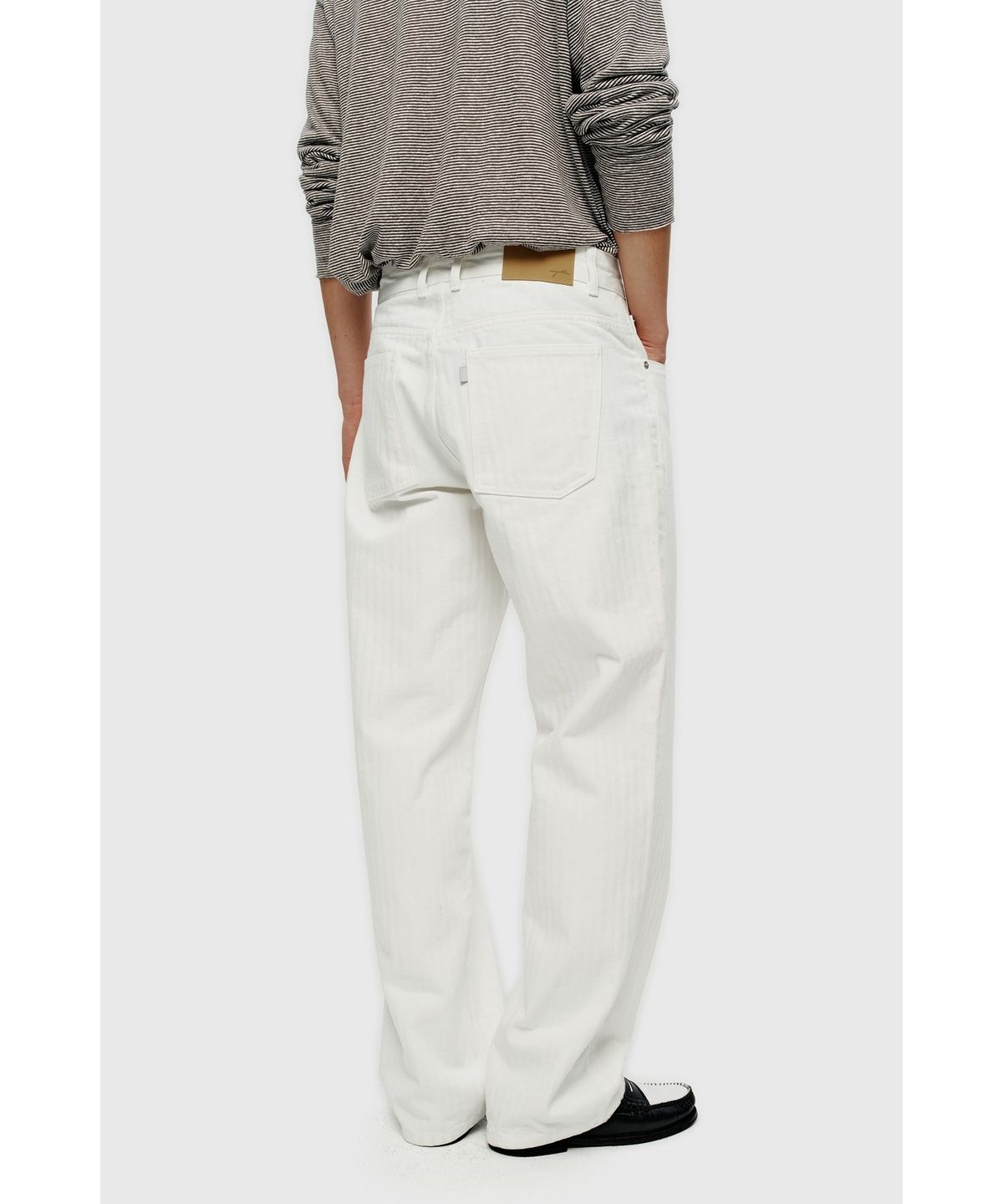 유스(YOUTH) Herringbone Straight Denim Pants - Ivory