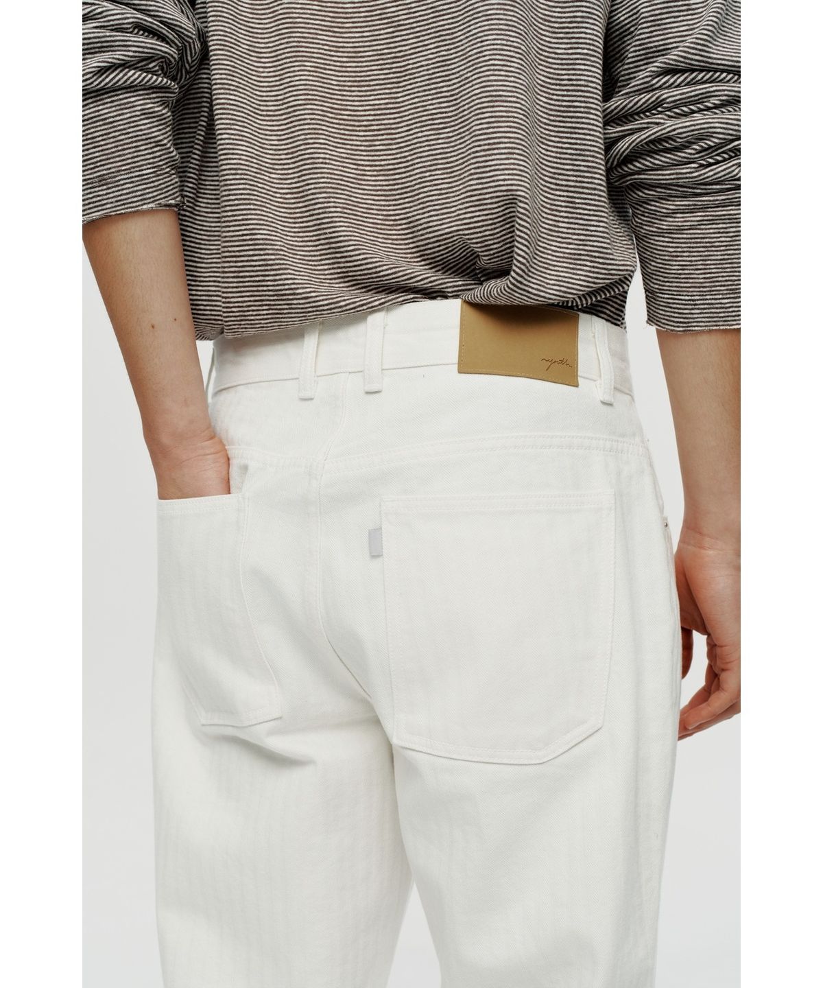 유스(YOUTH) Herringbone Straight Denim Pants - Ivory