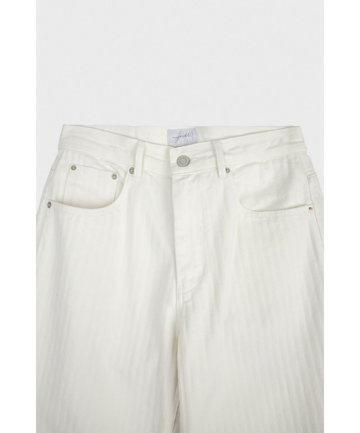 유스(YOUTH) Herringbone Straight Denim Pants - Ivory
