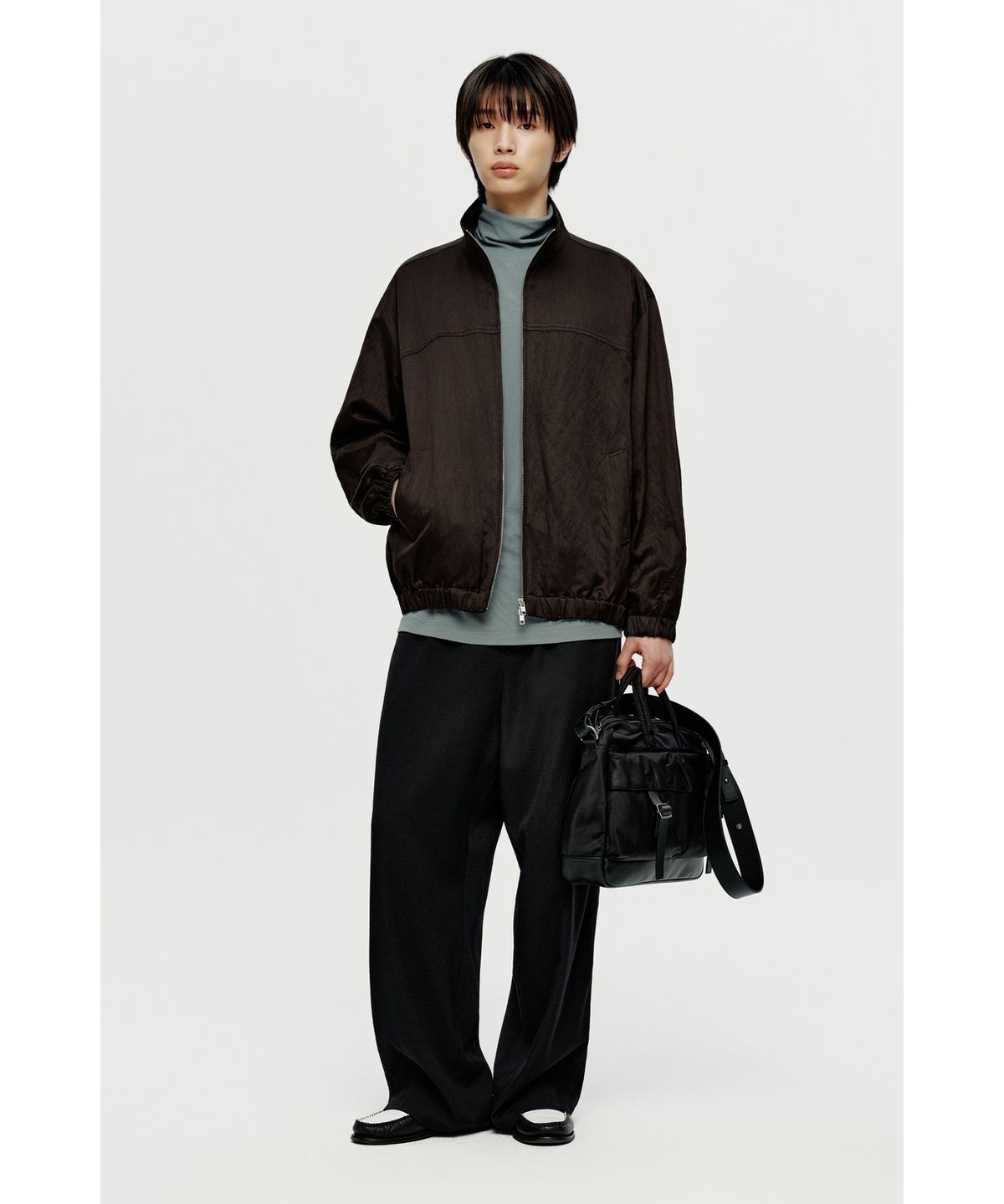 유스(YOUTH) High Neck Zip-up Jacket - Dark Brown