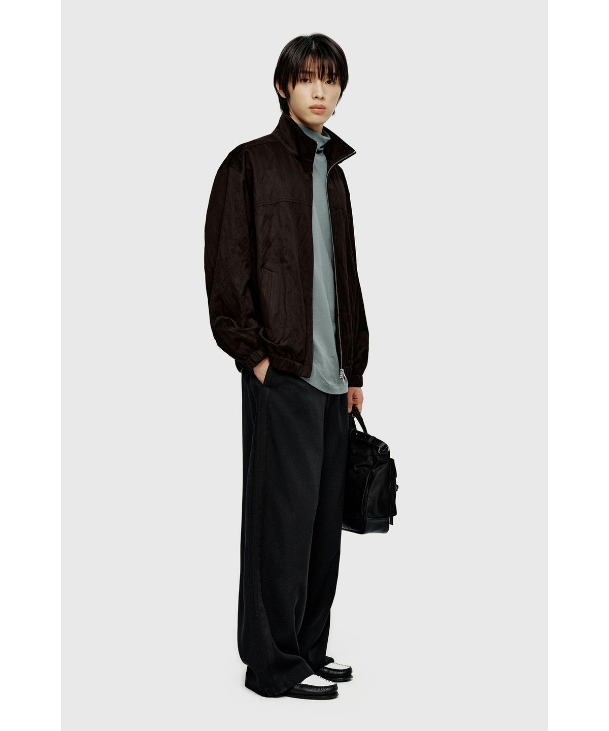 유스(YOUTH) High Neck Zip-up Jacket - Dark Brown