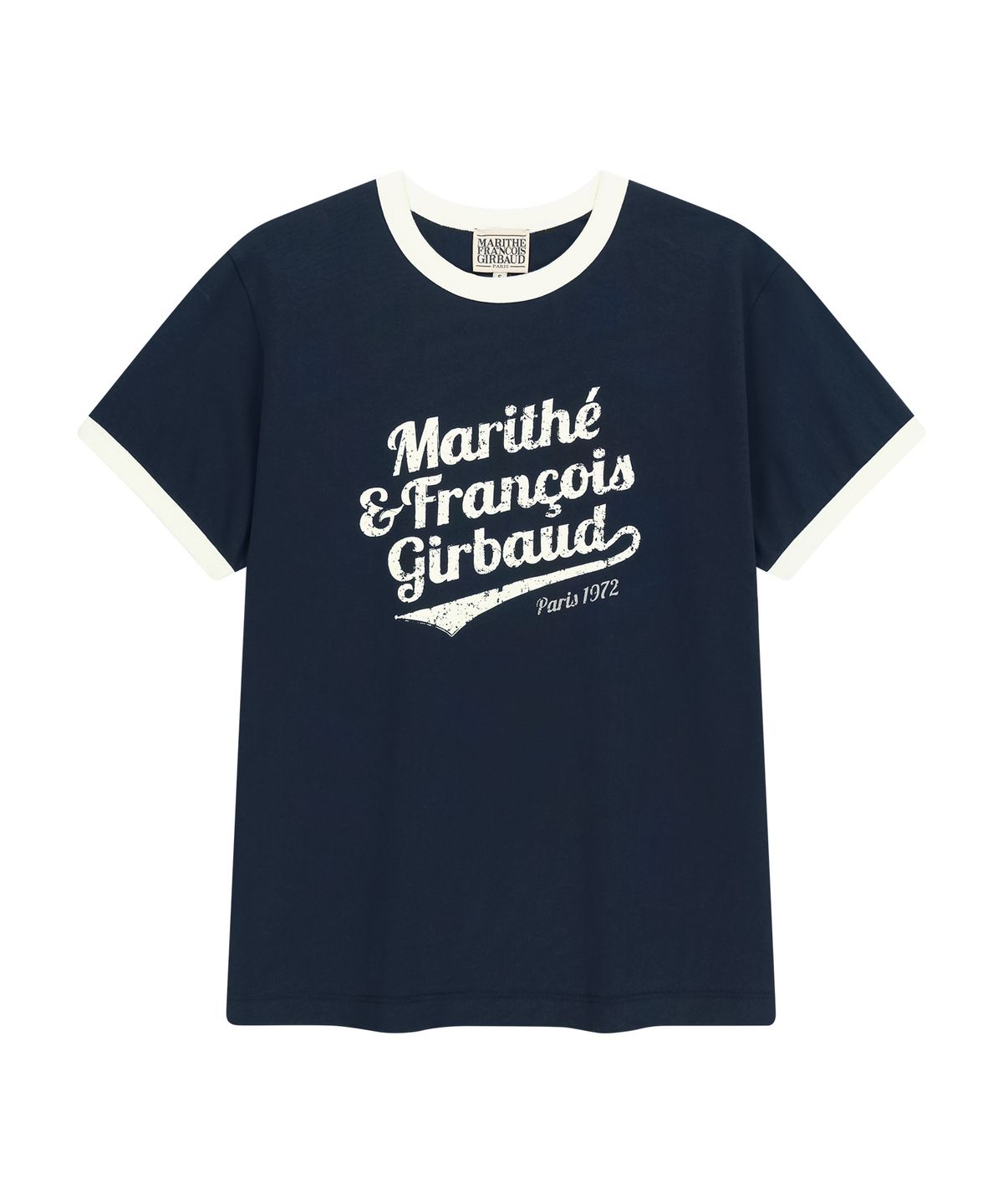 마리떼 프랑소와 저버(MARITHÉ + FRANҪOIS GIRBAUD) VINTAGE LOGO RINGER TEE navy