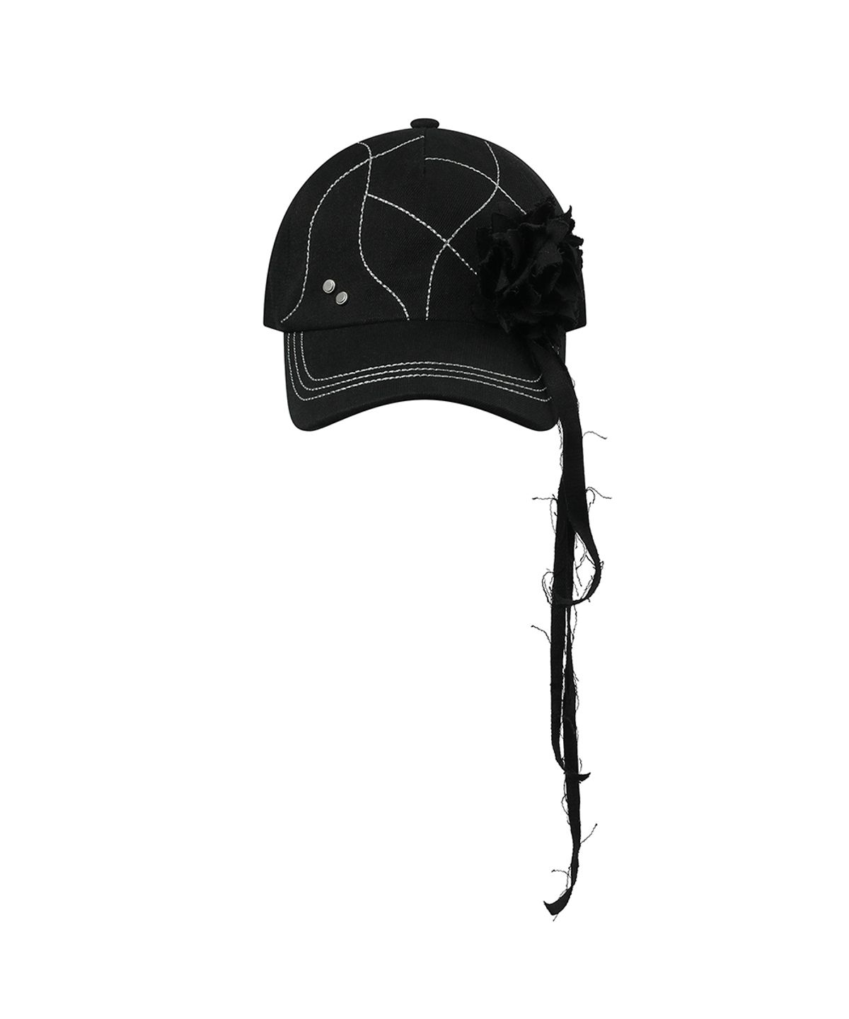 앤어애쉬(ANDAASH) Stitch line corsage ball cap BLACK