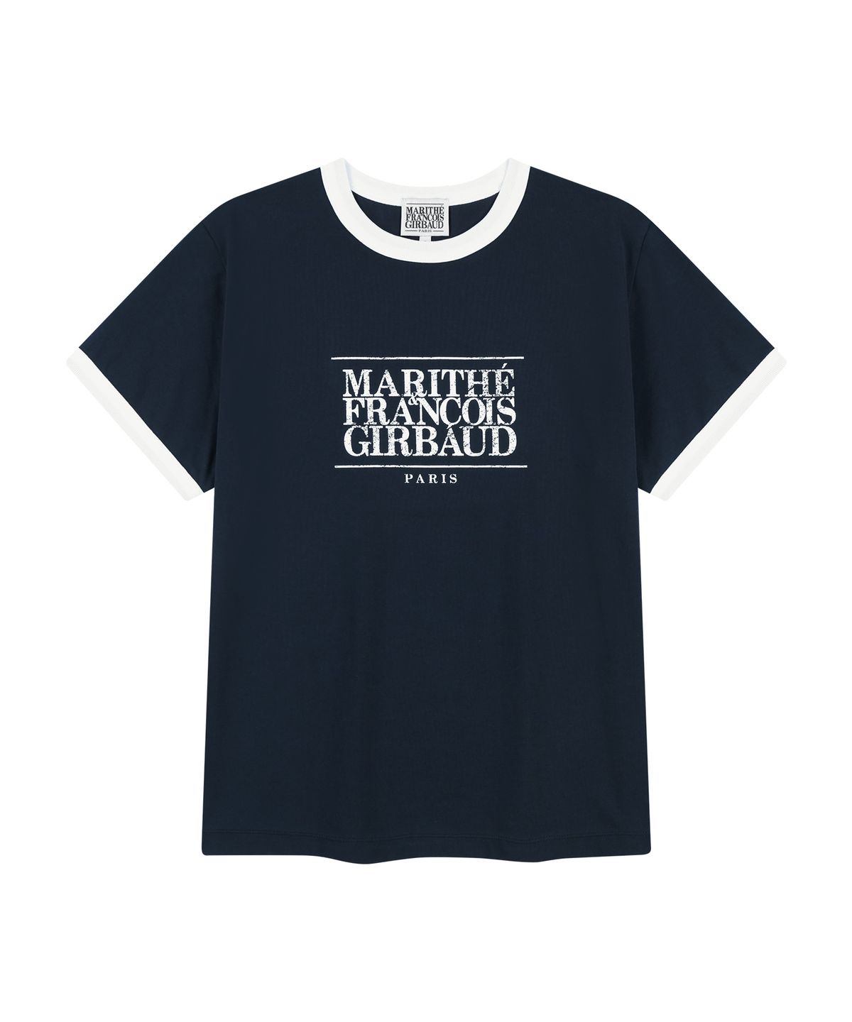 마리떼 프랑소와 저버(MARITHÉ + FRANҪOIS GIRBAUD) AEROCOOL CRACK CLASSIC LOGO RINGER TEE navy