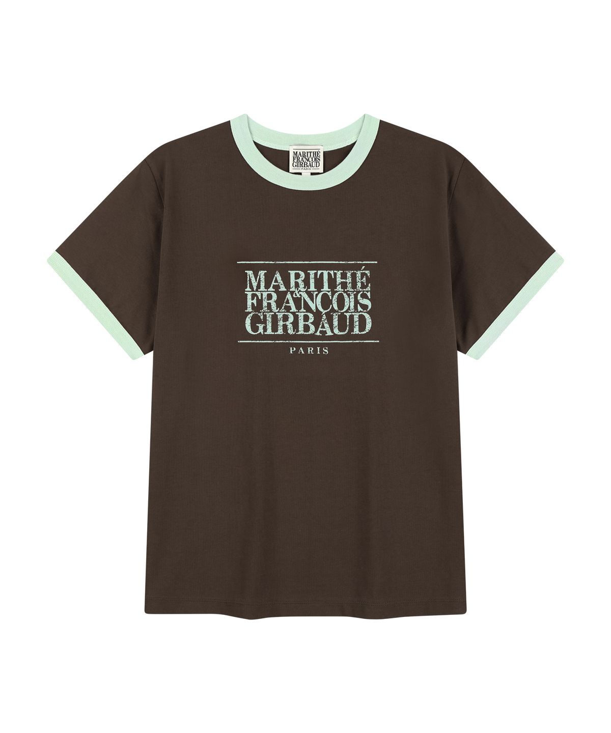 마리떼 프랑소와 저버(MARITHÉ + FRANҪOIS GIRBAUD) AEROCOOL CRACK CLASSIC LOGO RINGER TEE brown